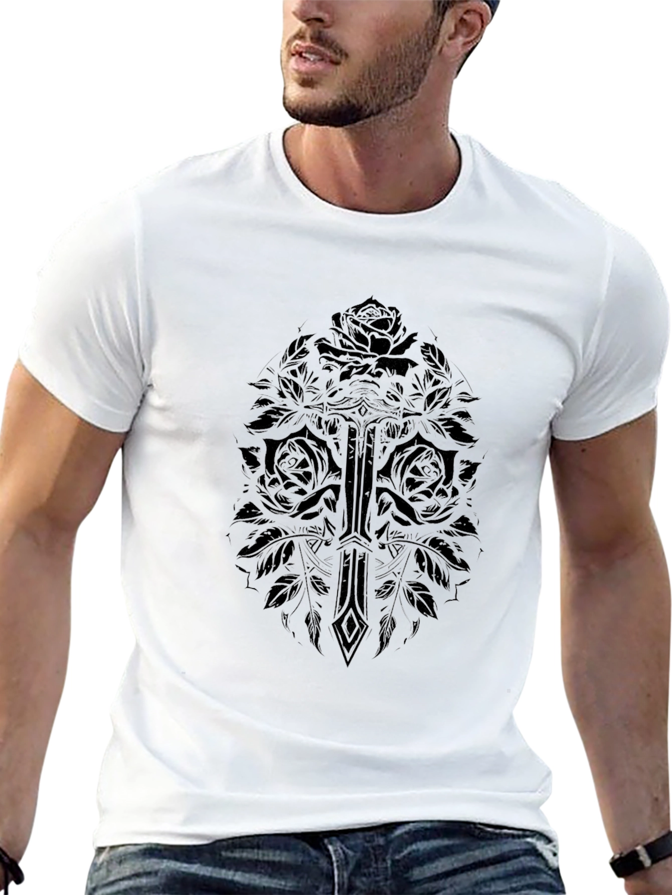 Sword & Roses Graphic T-Shirt - Black - 13