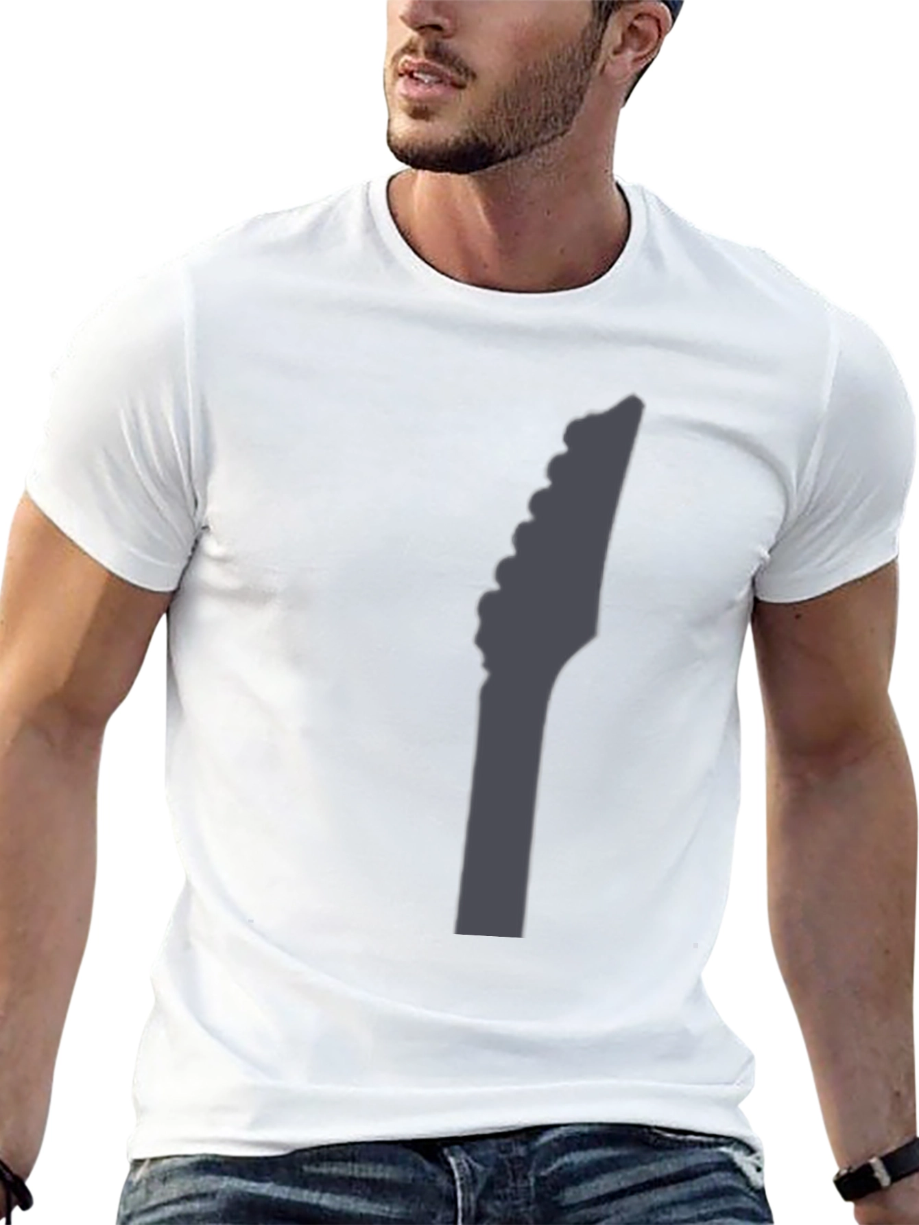 Black Guitar Headstock Graphic Black T-Shirt view 13