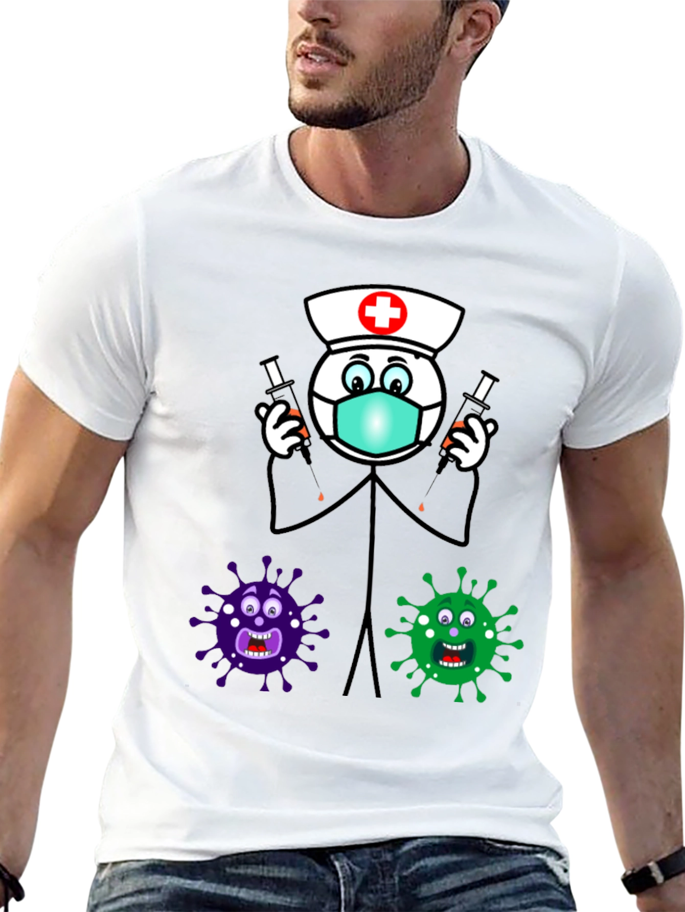 Black Funny Vaccine T-Shirt - Nurse vs. Virus view 13