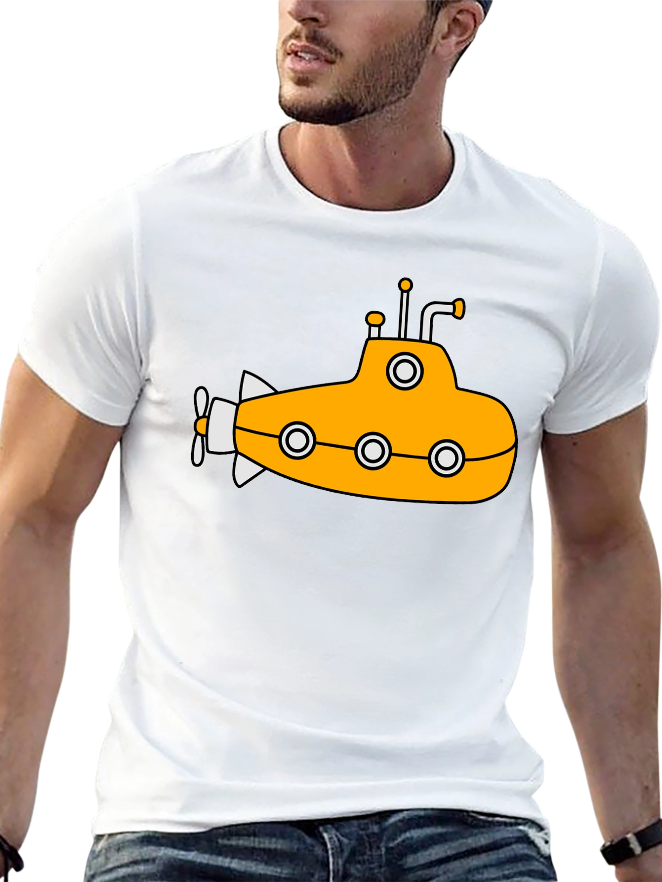 Black Yellow Submarine Graphic T-Shirt - Black Cotton Tee view 13
