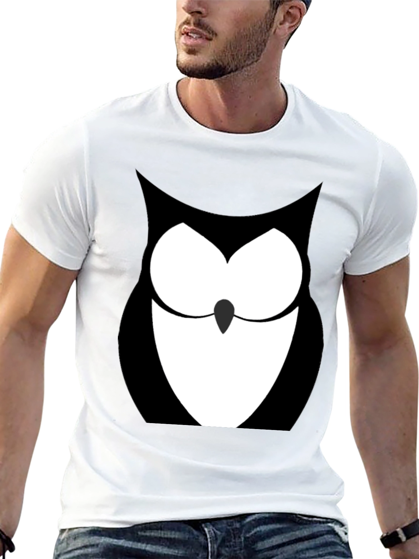 Black Owl Graphic Print Black T-Shirt view 13