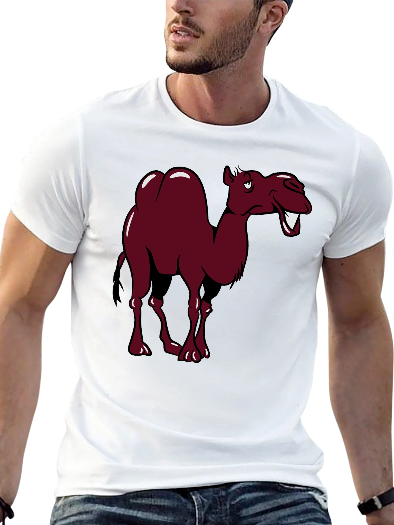 Black Funny Camel Cartoon Graphic Tee view 13