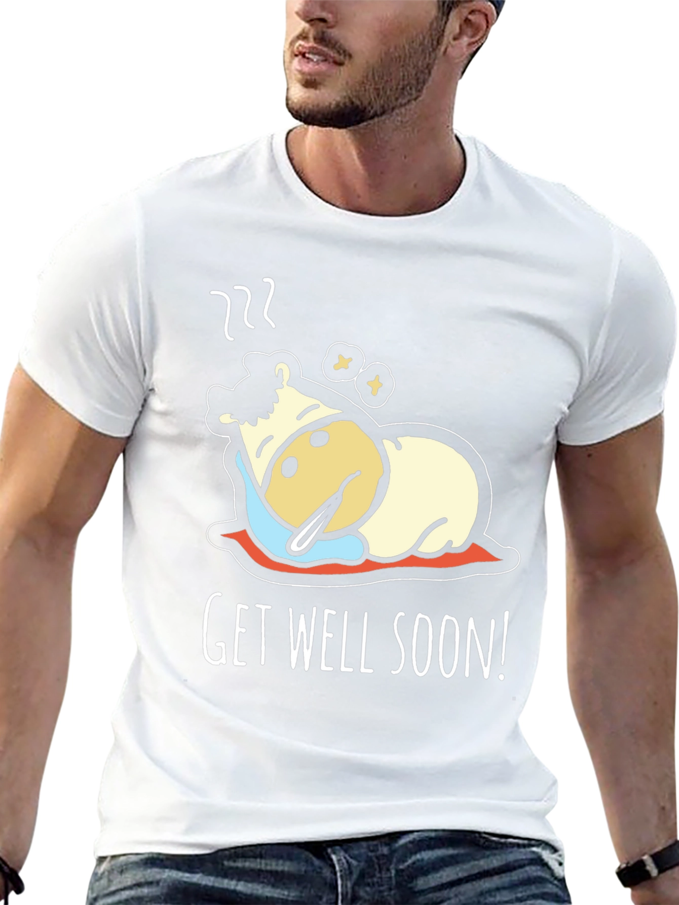 Black Get Well Soon T-Shirt Sick Cow Cartoon Graphic Tee view 13