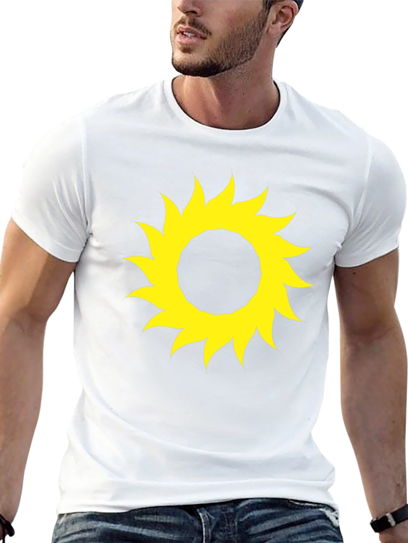 Black Black T-Shirt with Yellow Sun Design view 13