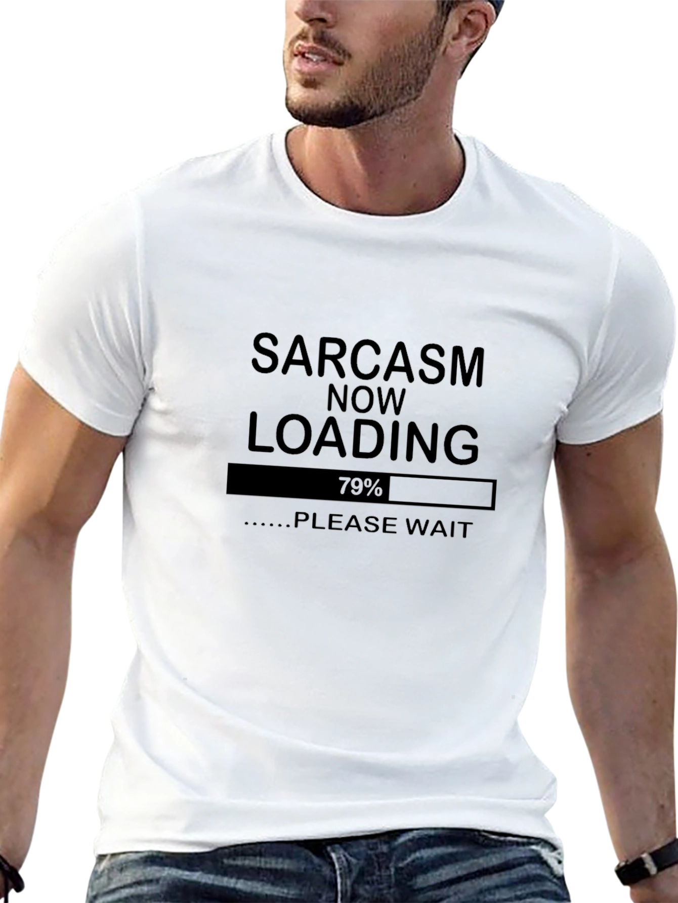 Black Sarcasm Loading T-Shirt Funny Graphic Tee view 13