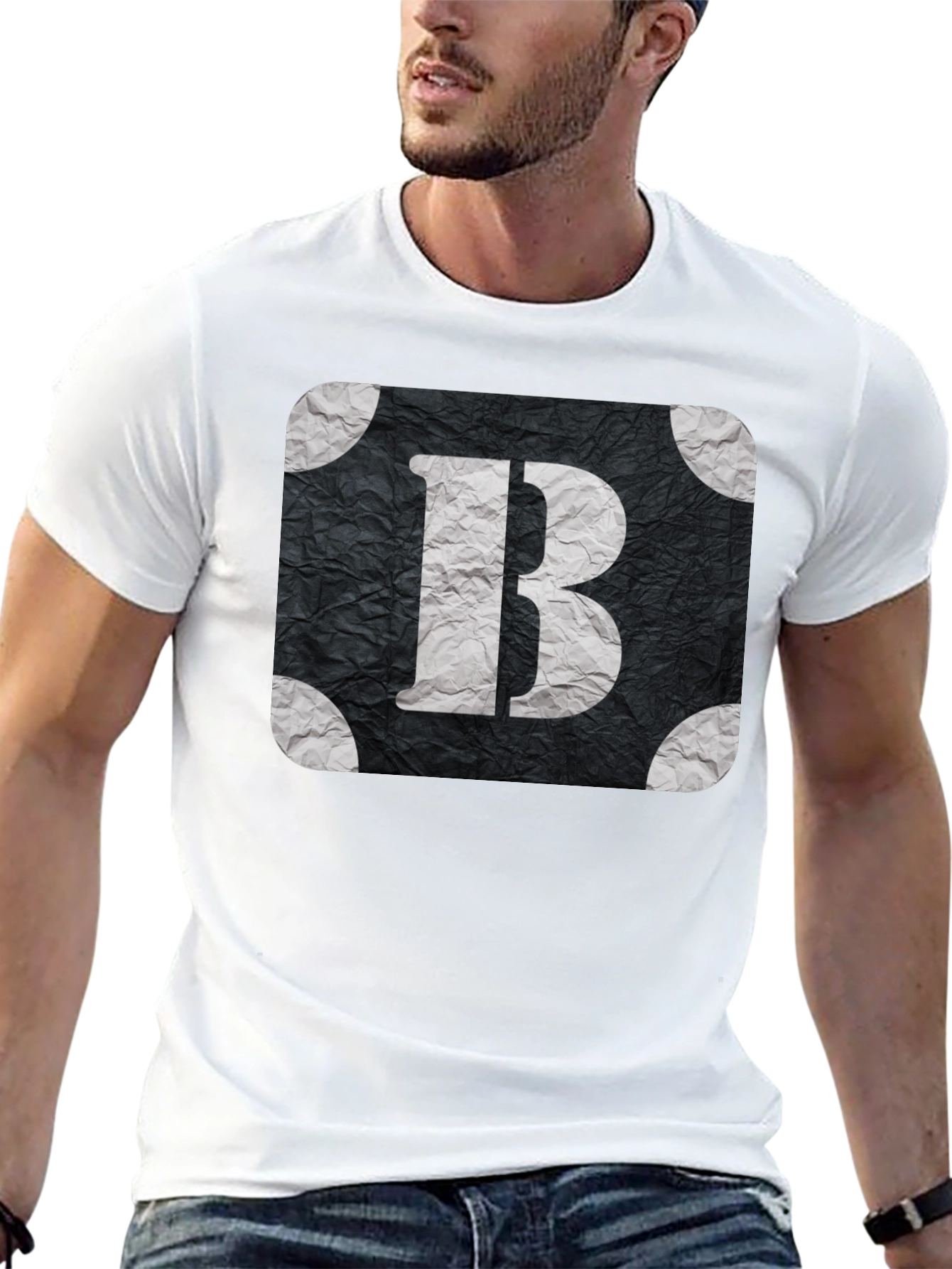 Black Letter B Graphic T-Shirt - Stylish Black Tee view 13