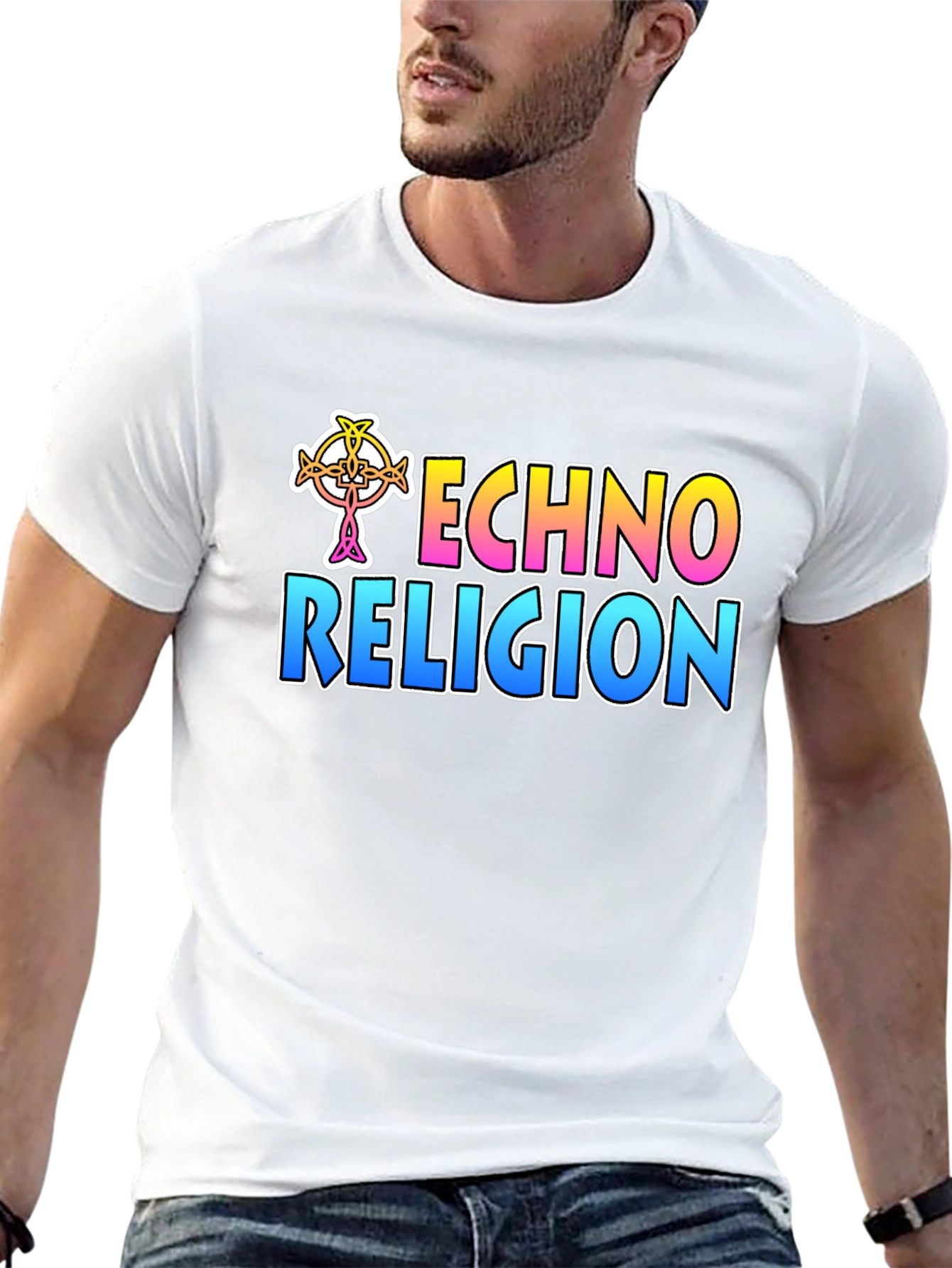 Black Techno Religion T-Shirt, Rave Music Tee view 13
