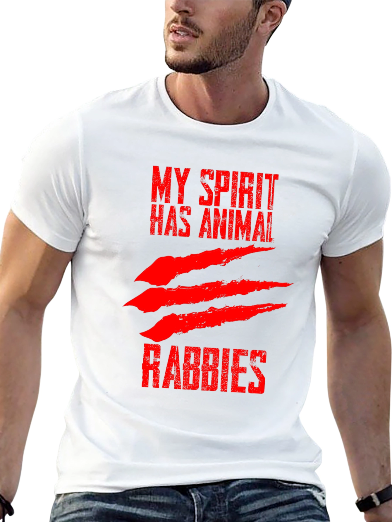 Black My Spirit Has Animal Rabbies Graphic T-Shirt view 13