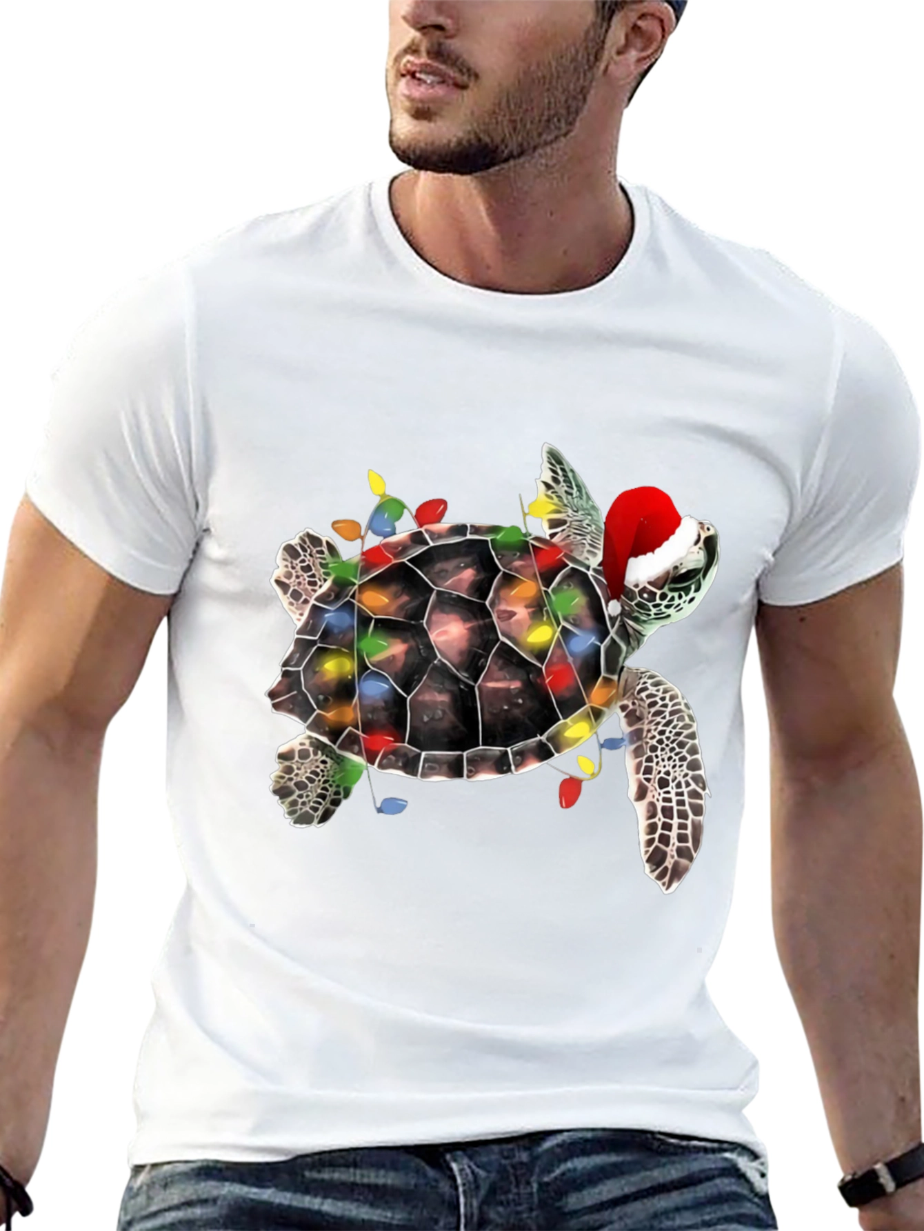 Black Festive Turtle Christmas T-Shirt view 13