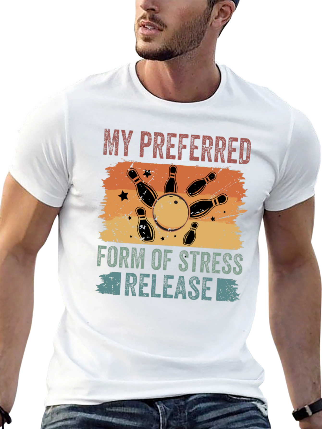 Black Bowling Stress Relief Graphic Tee view 13