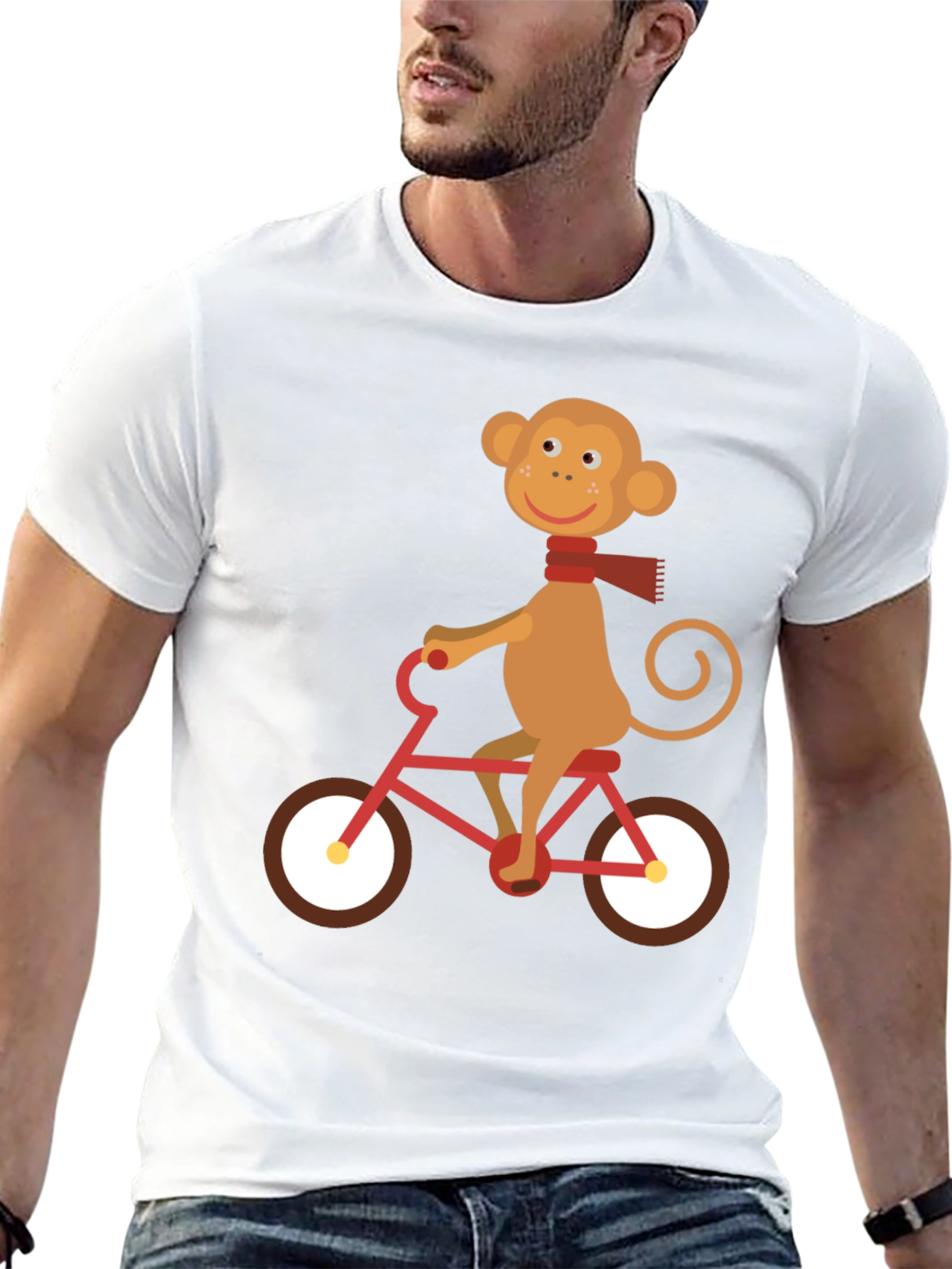 Black Monkey on Bike Graphic Tee - Fun & Unique Design view 13