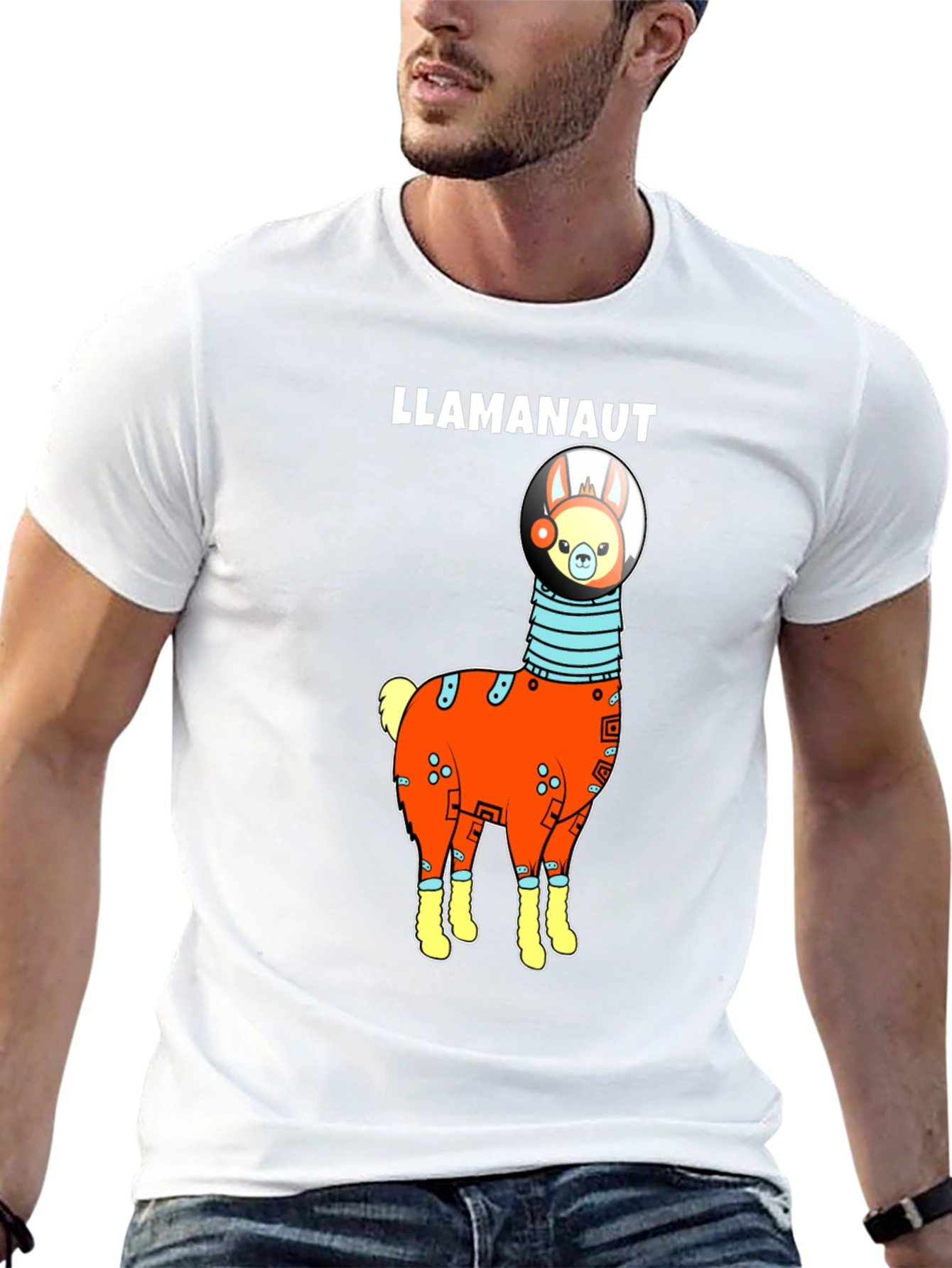 Black Llama Astronaut Graphic T-Shirt view 13