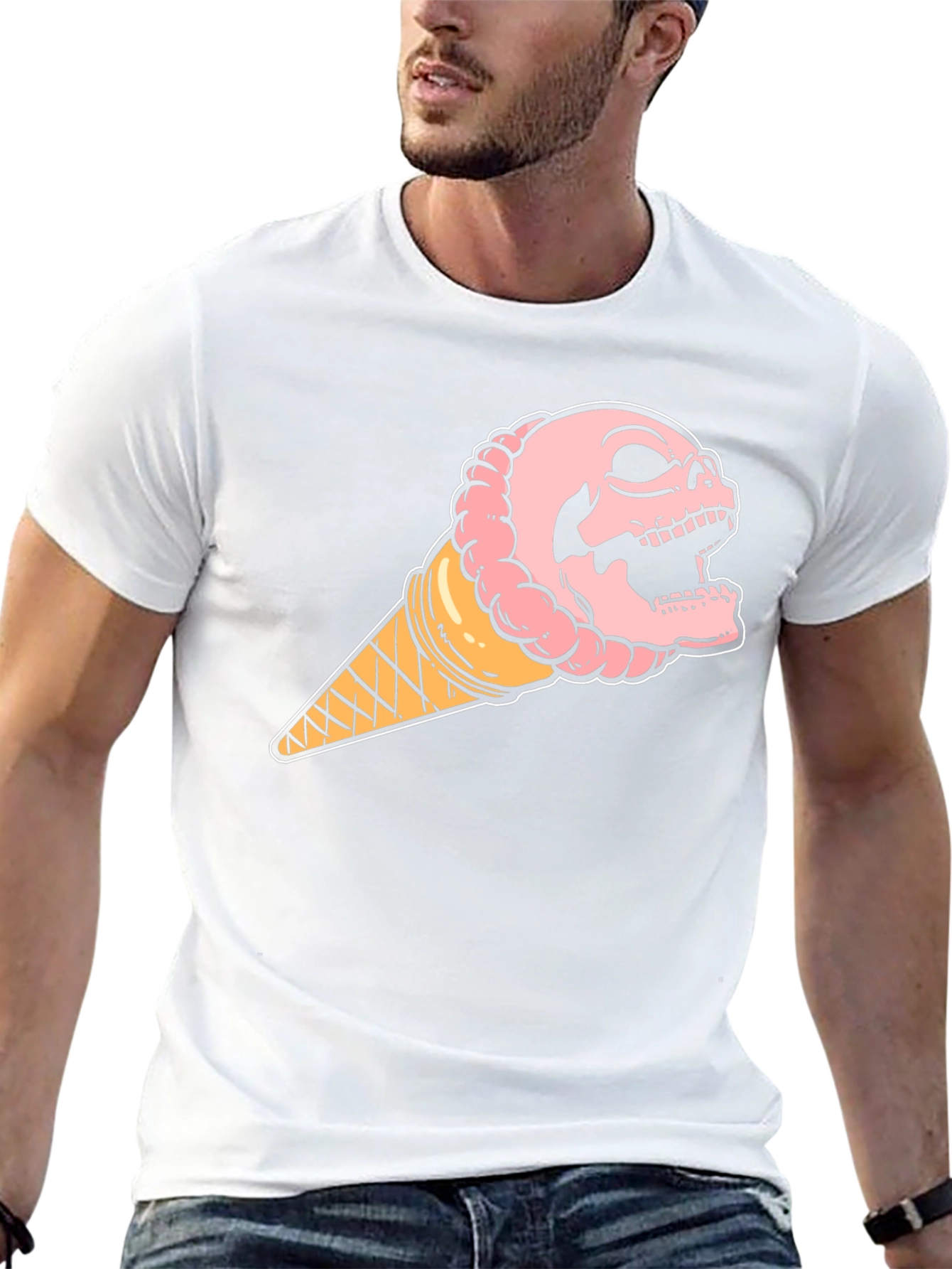 Black Skull Ice Cream T-Shirt - Unique Graphic Tee view 13