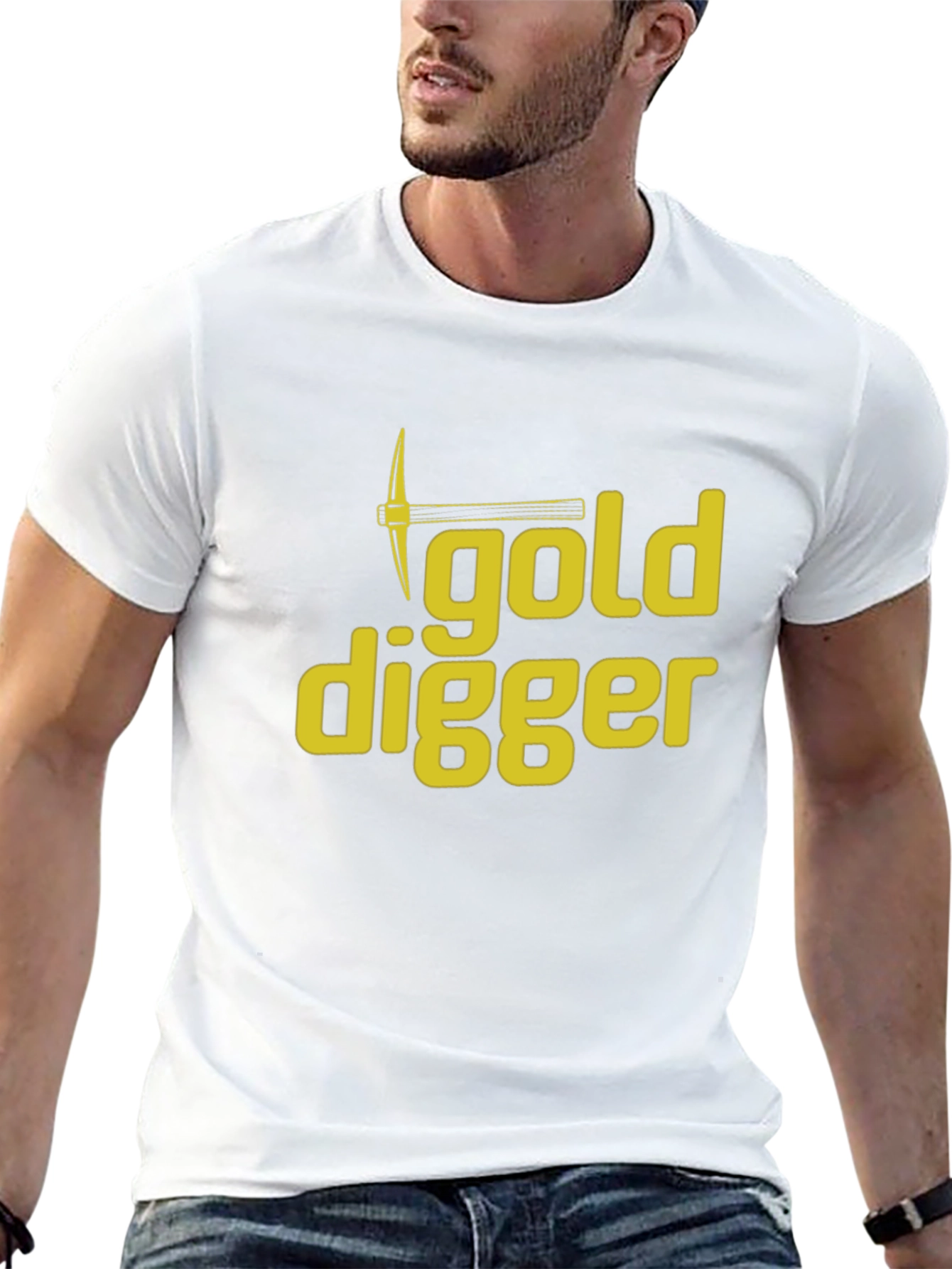Black Gold Digger Graphic Tee - Humorous Crew Neck T-Shirt view 13