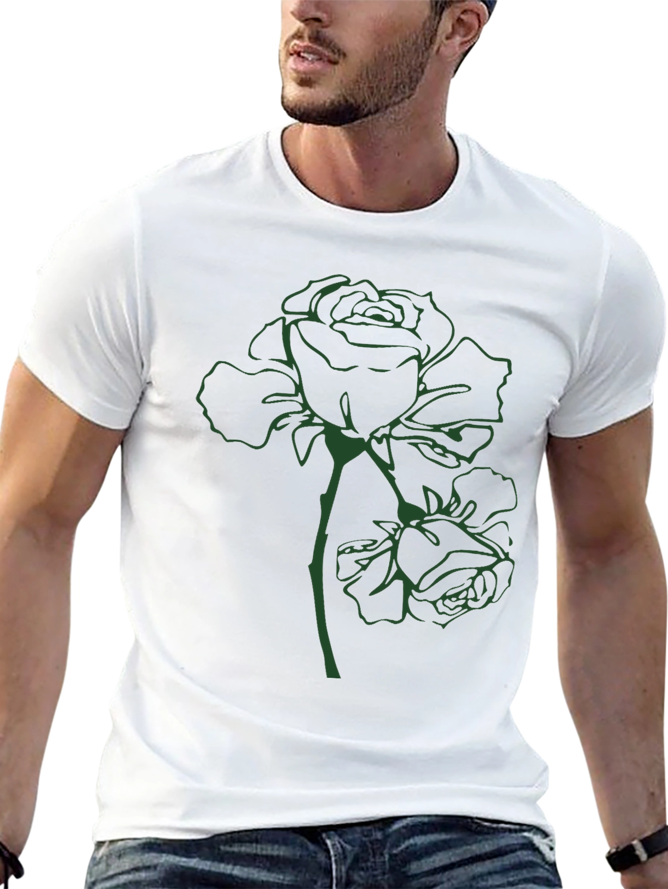 Black Green Rose Graphic Tee - Stylish Comfort view 13