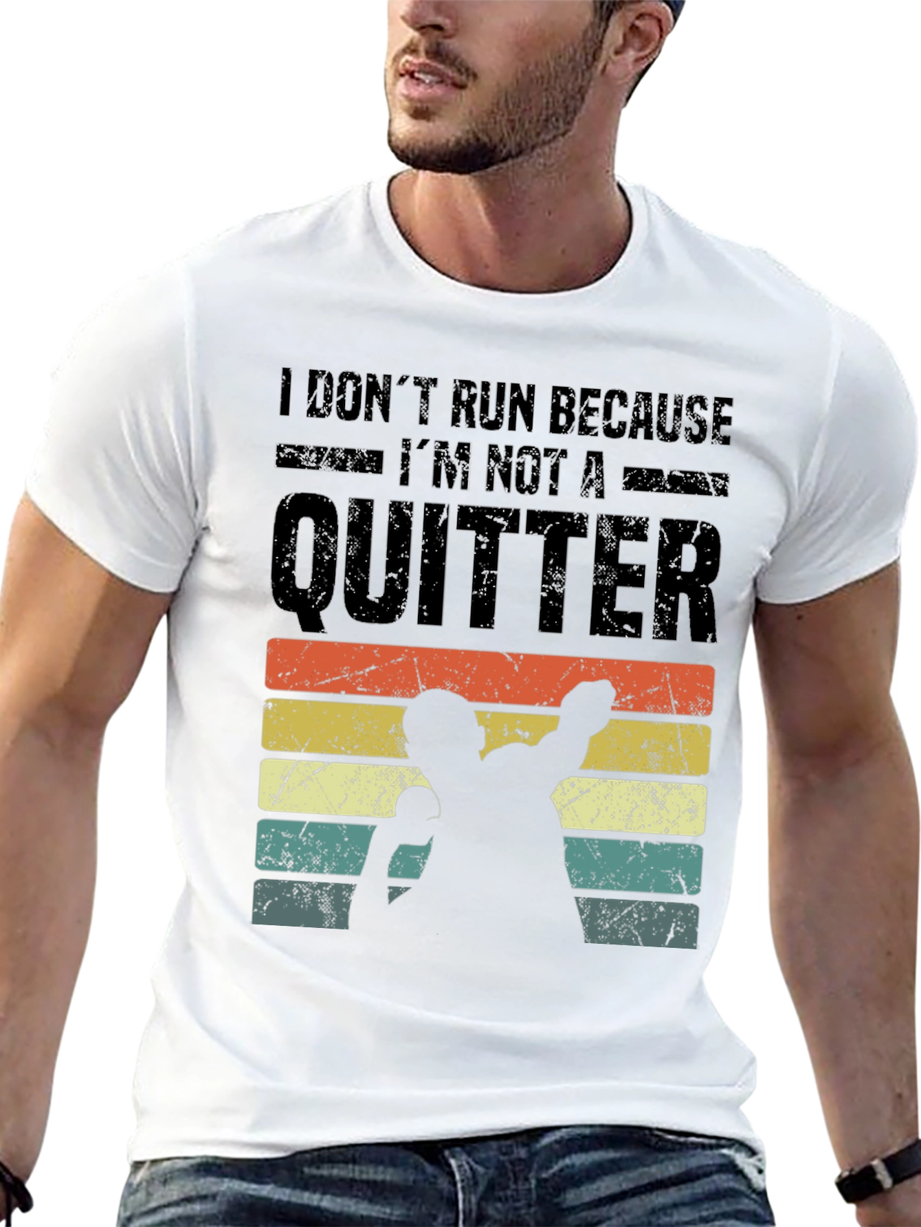 Black I Don't Run Because I'm Not a Quitter T-Shirt view 13