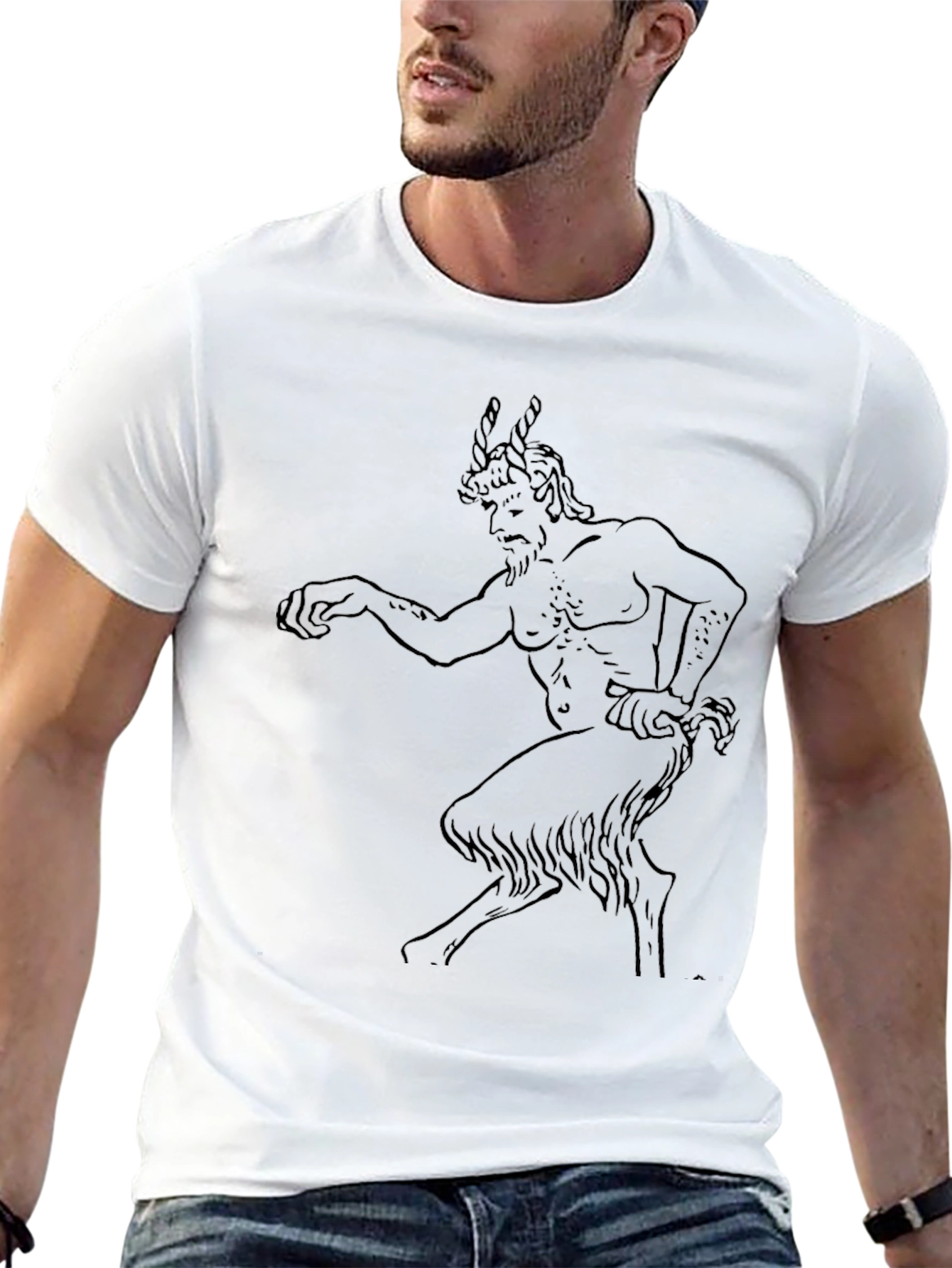 Black Mythical Faun Graphic Tee - Black Cotton T-Shirt view 13