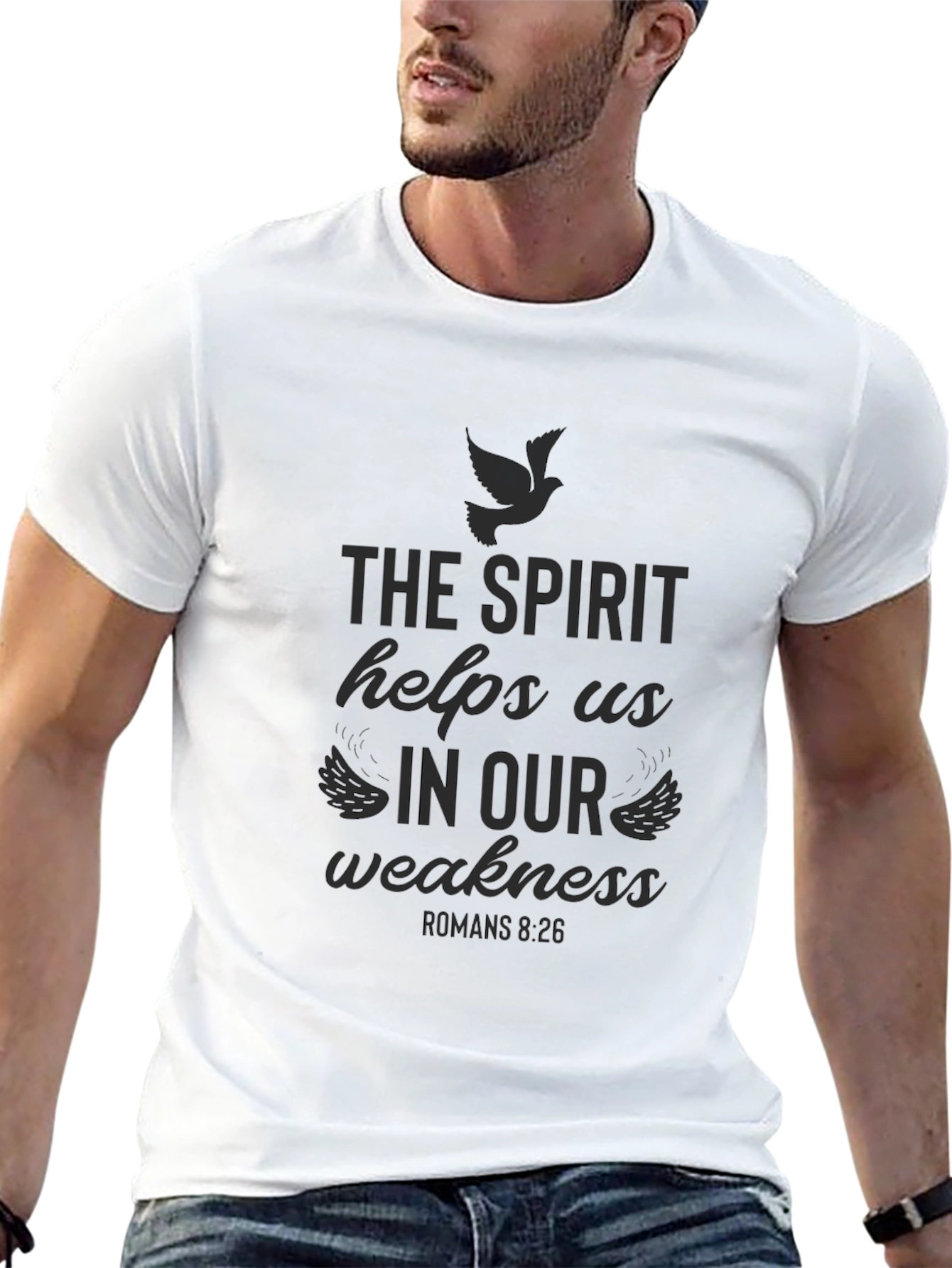Black The Spirit Helps Us Graphic Tee - Black view 13
