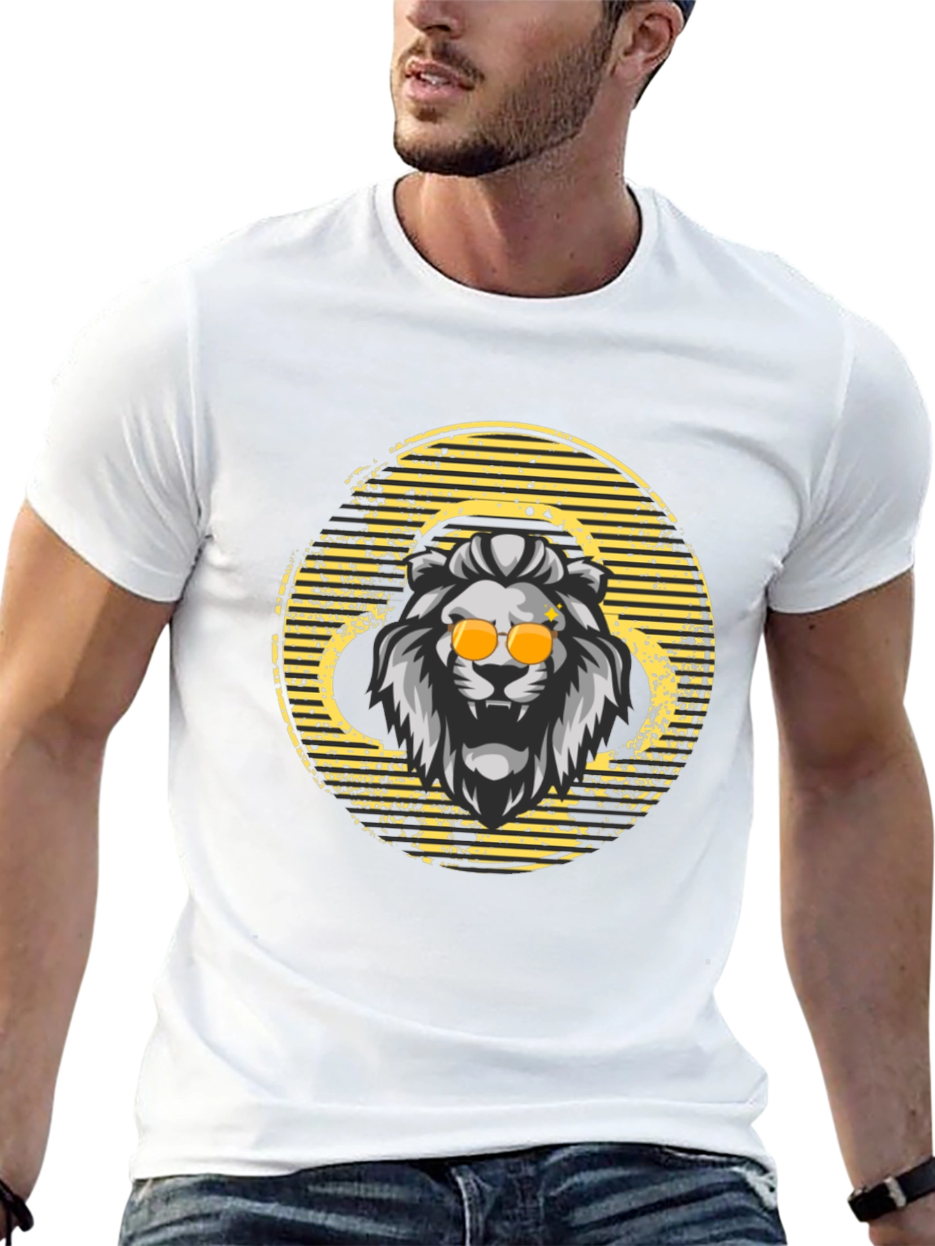Black Cool Lion Graphic Tee view 13