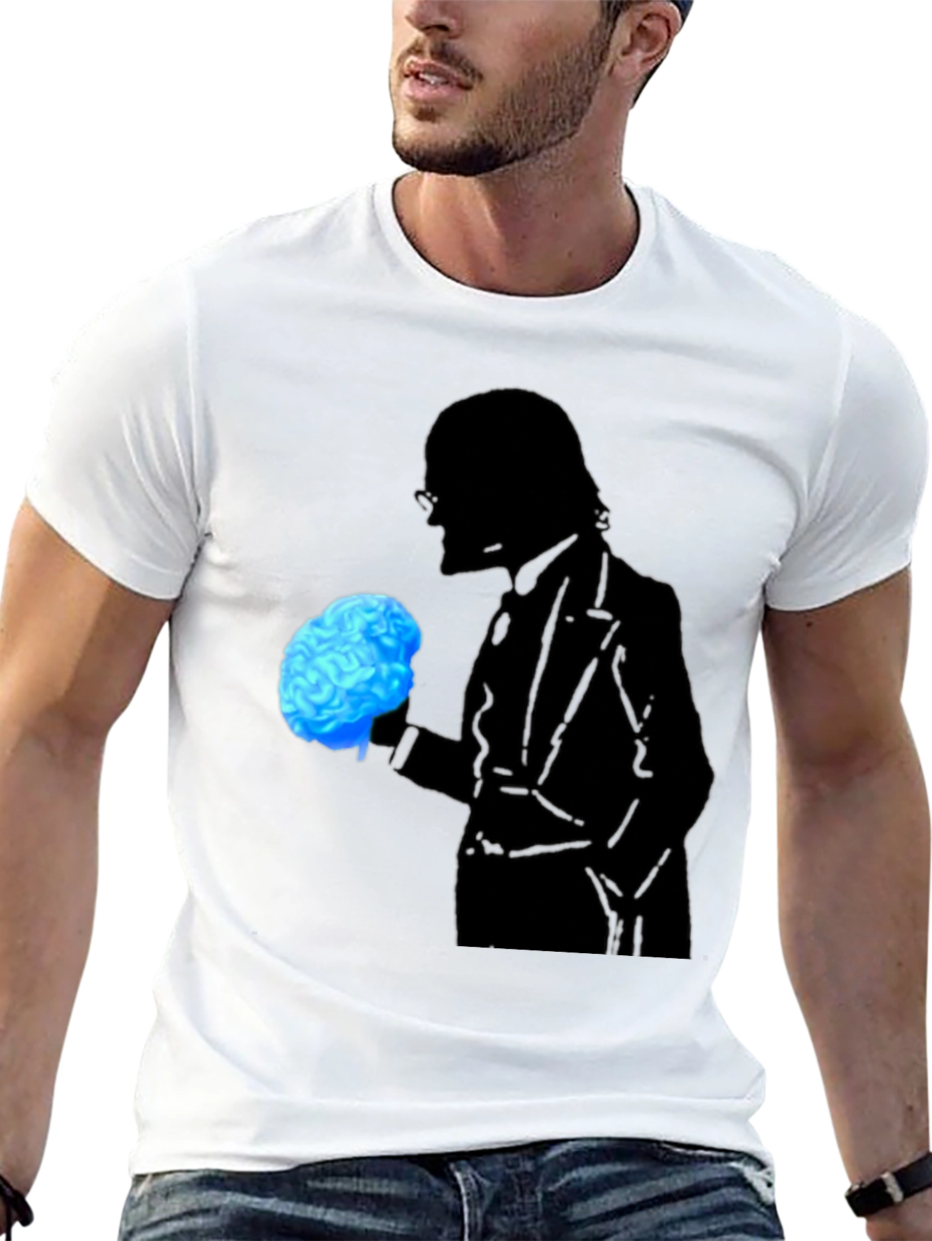 Black Brain Silhouette Graphic Tee view 13