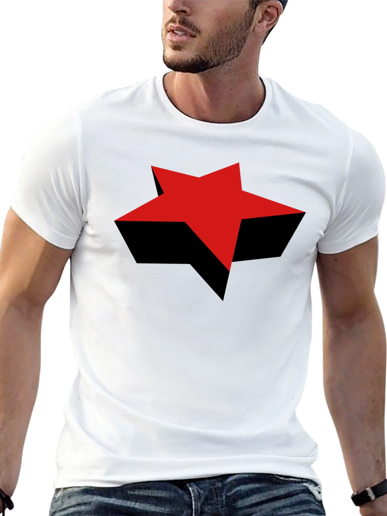 Black Red Star Graphic Black T-Shirt - Bold Style view 13