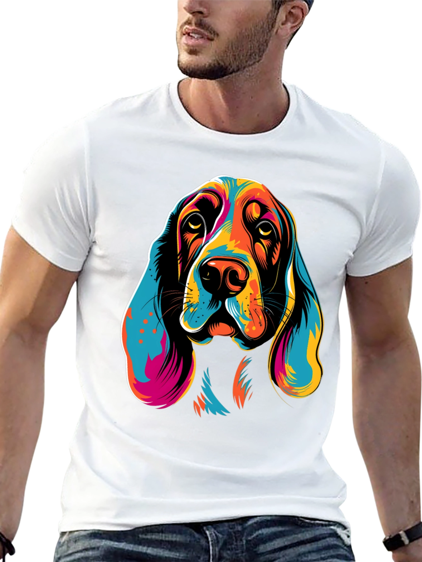 Black Vibrant Dog Graphic T-Shirt view 13