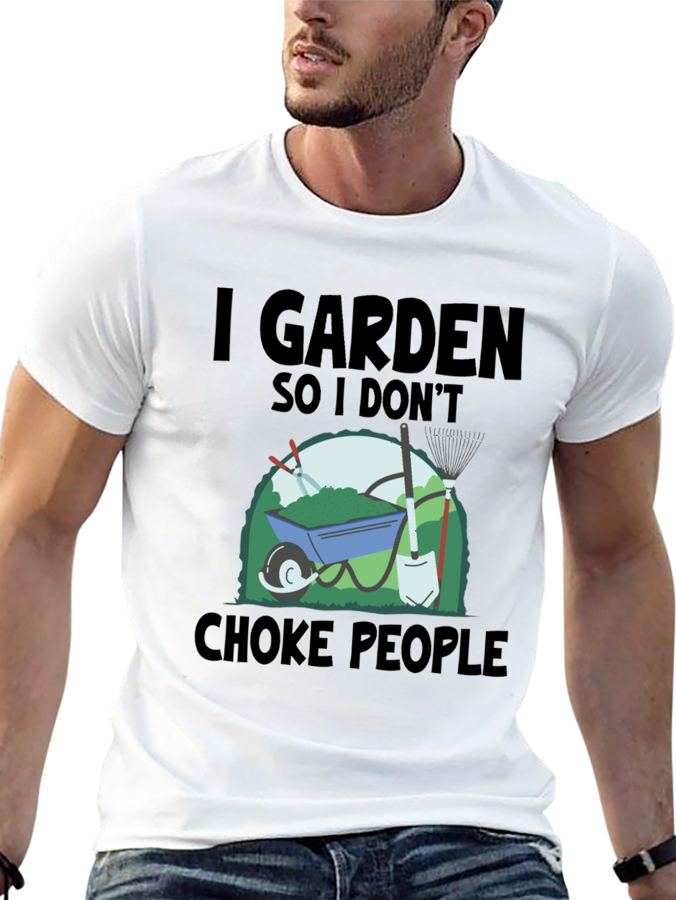 Black I Garden So I Don't Choke People T-Shirt view 13