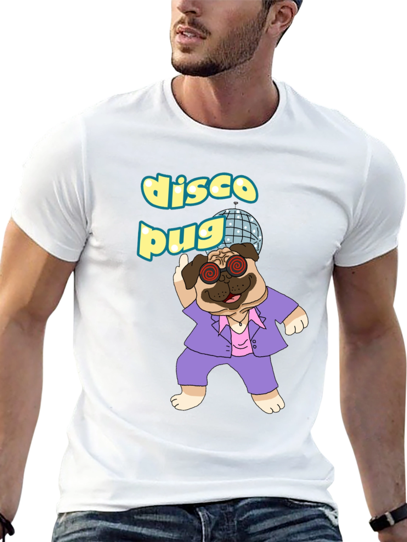 Black Disco Pug Graphic T-Shirt - Groovy Style view 13
