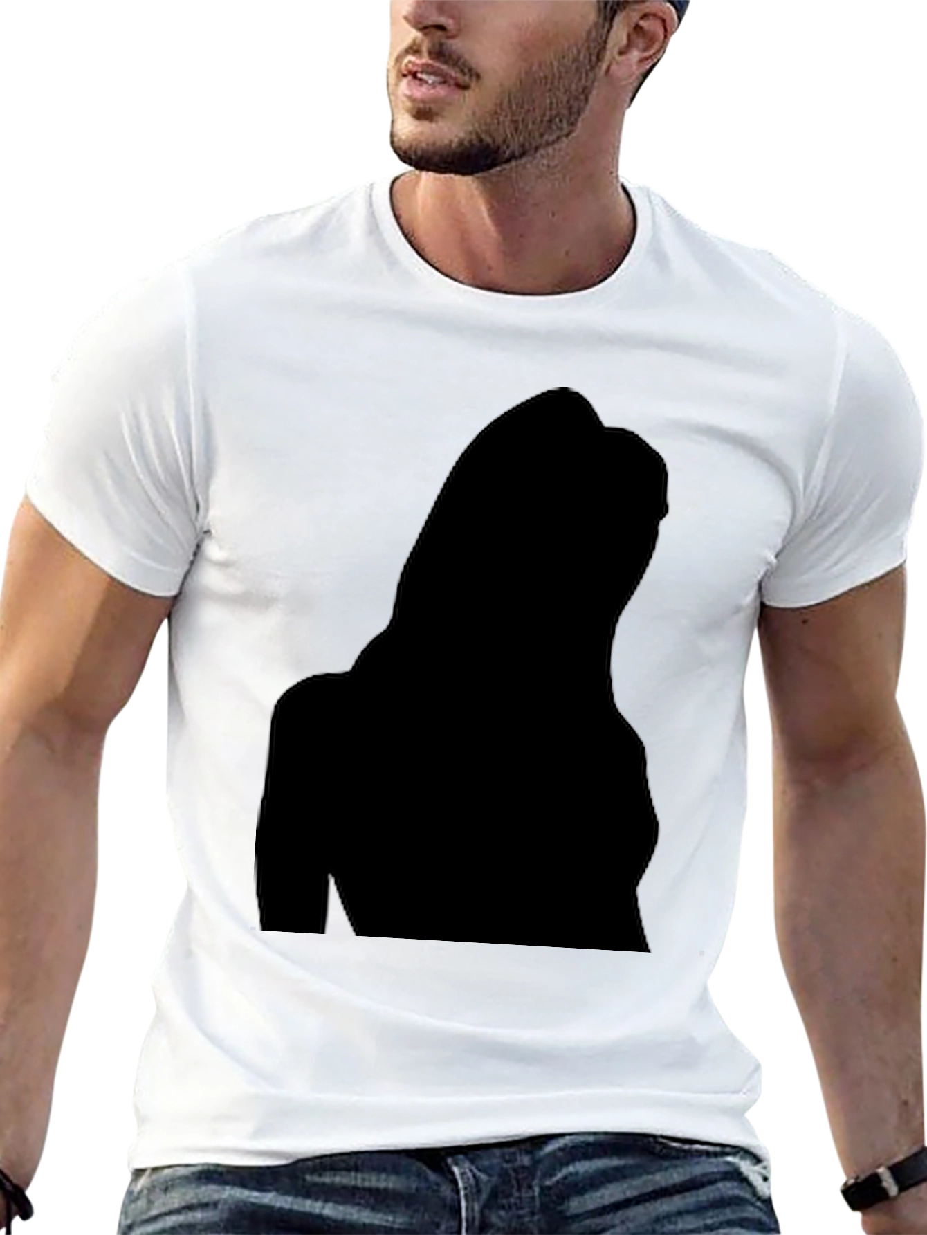 Black Men's Black Silhouette Graphic Tee - Casual Style view 13