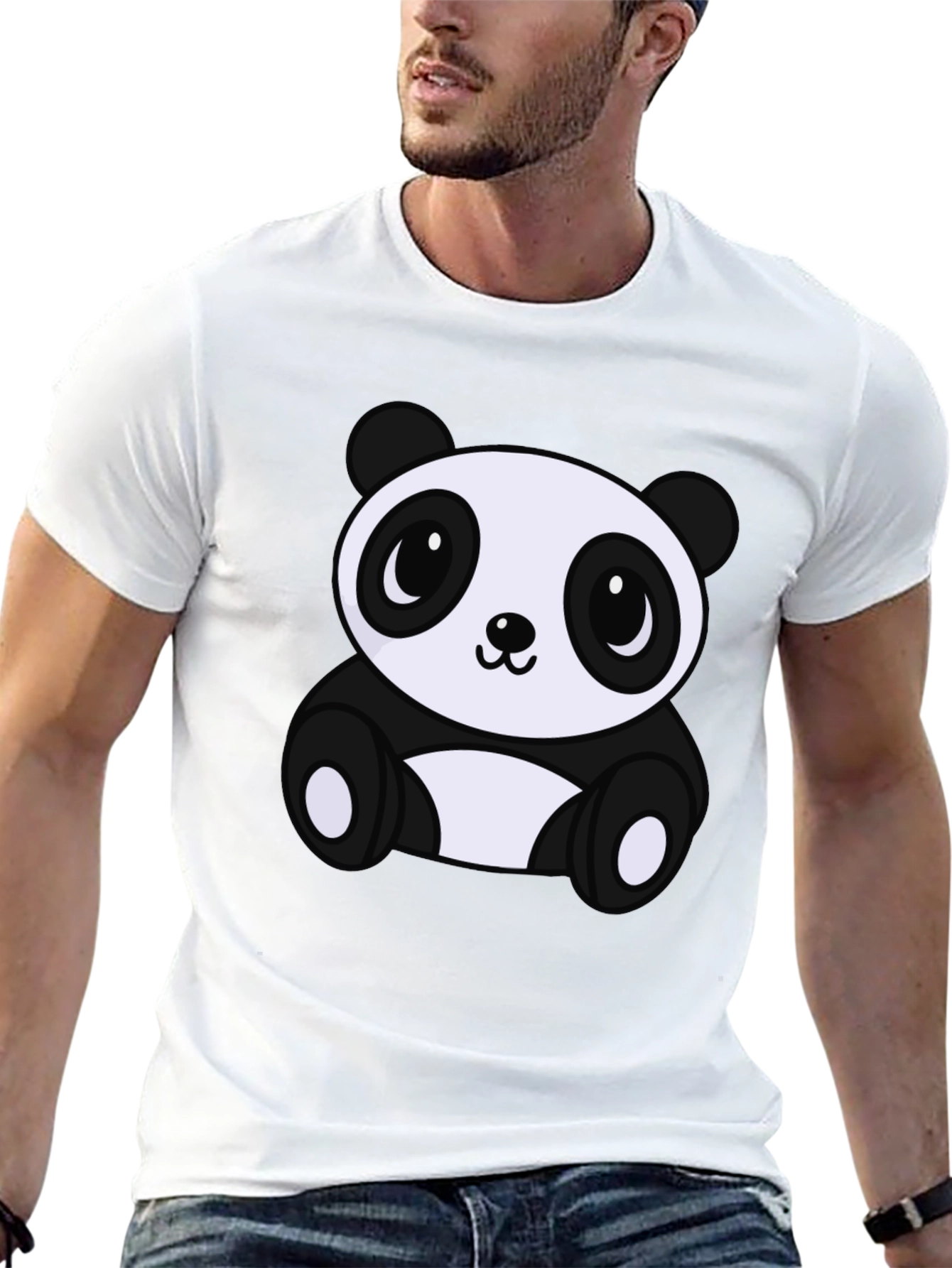Black Cute Panda Bear Graphic Tee - Soft Black T-Shirt view 13