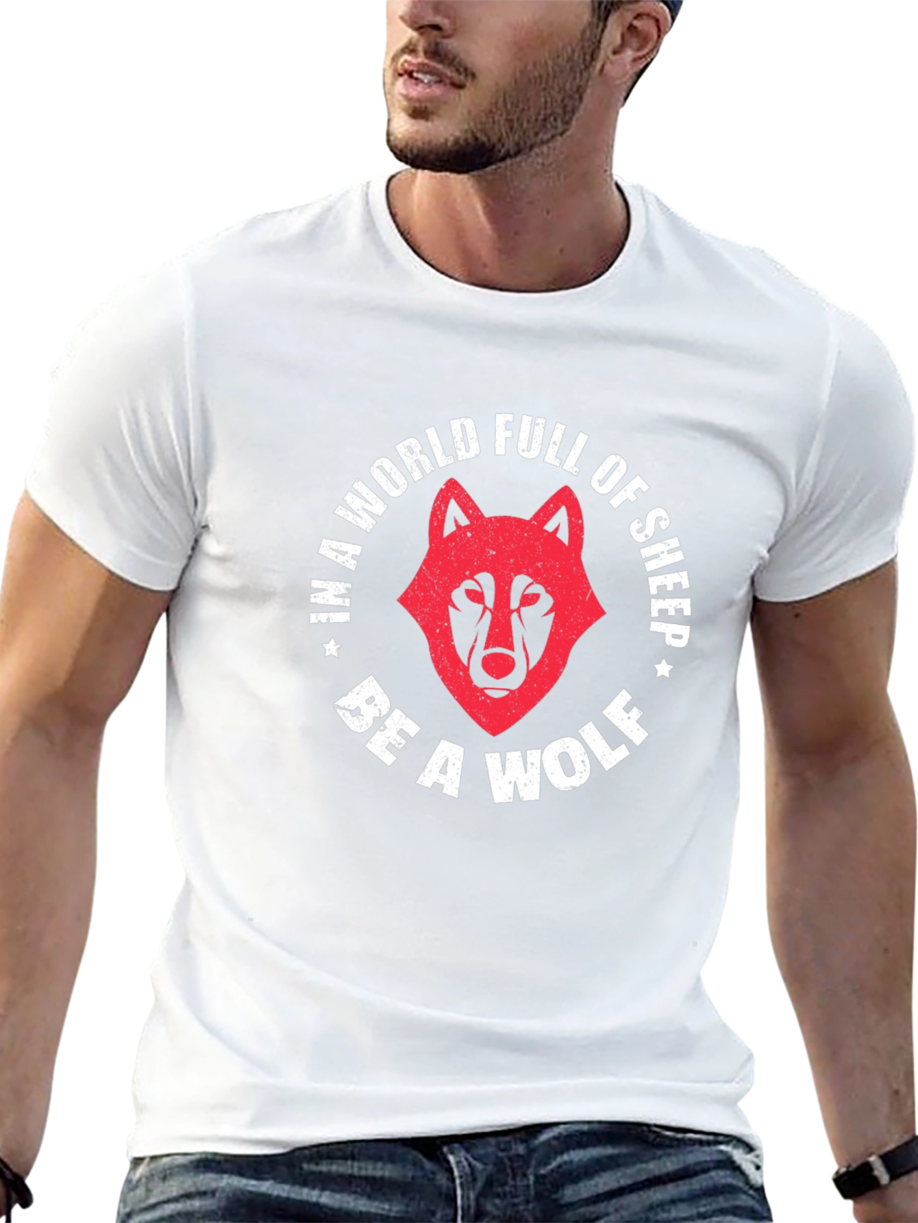 Black Be A Wolf Graphic Tee - Stand Out From The Crowd view 13