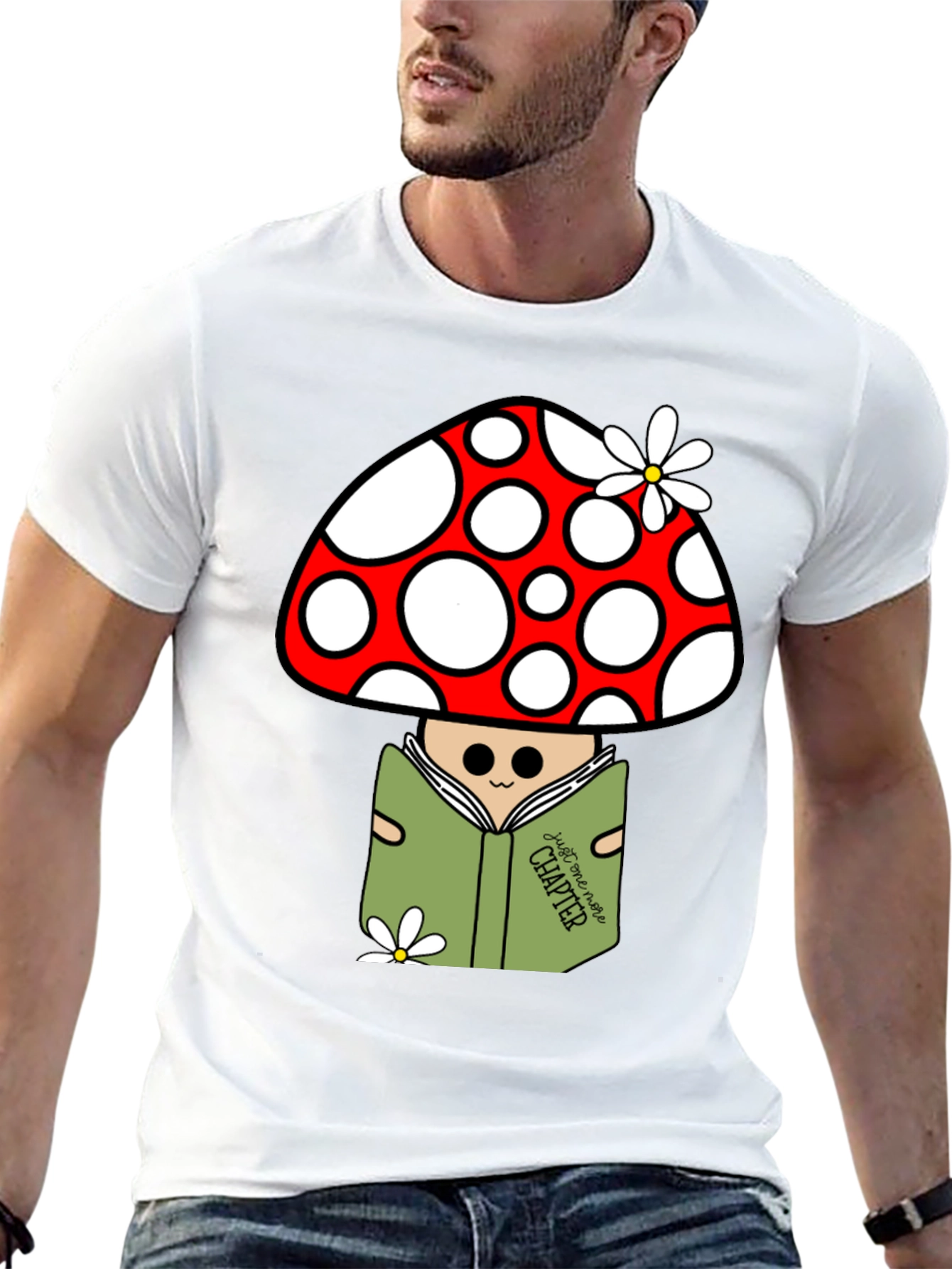 Black Mushroom Reader Graphic T-Shirt - Just One More Chapter view 13