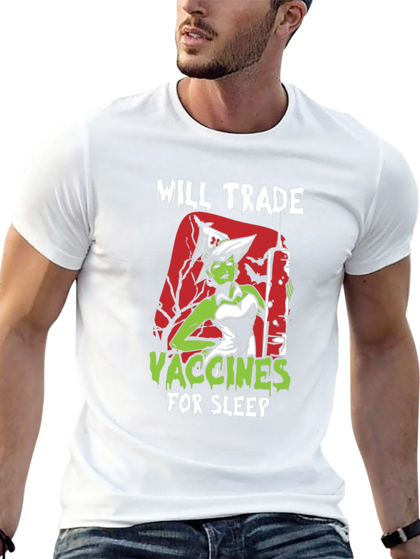 Black Will Trade Vaccines For Sleep T-Shirt view 13
