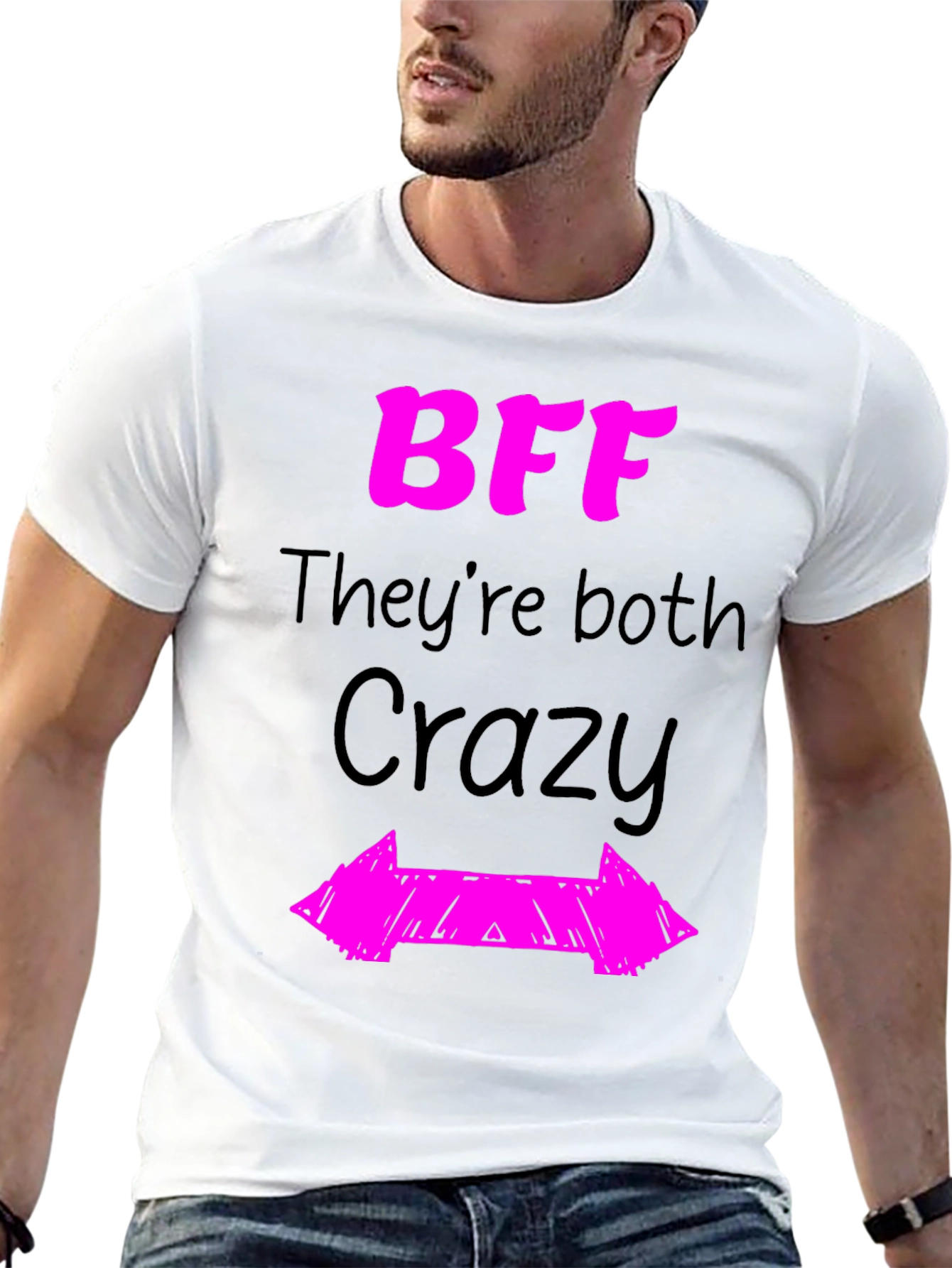Black BFF They're Both Crazy Graphic Novelty T-Shirt view 13
