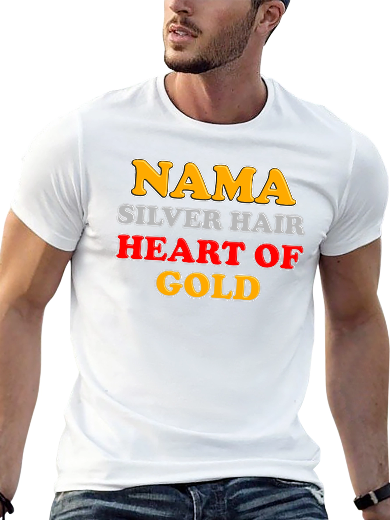 Black Nama Silver Hair Heart of Gold Novelty T-Shirt view 13