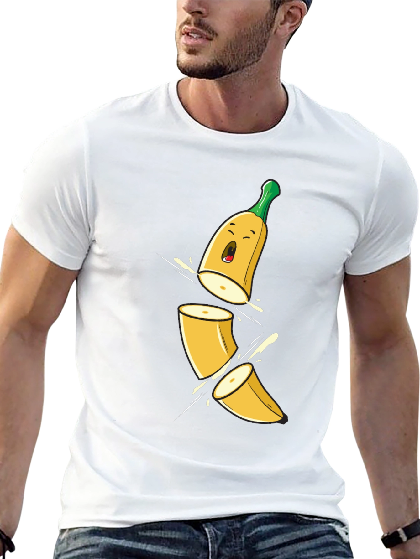 Black Sliced Banana Cartoon T-Shirt view 13