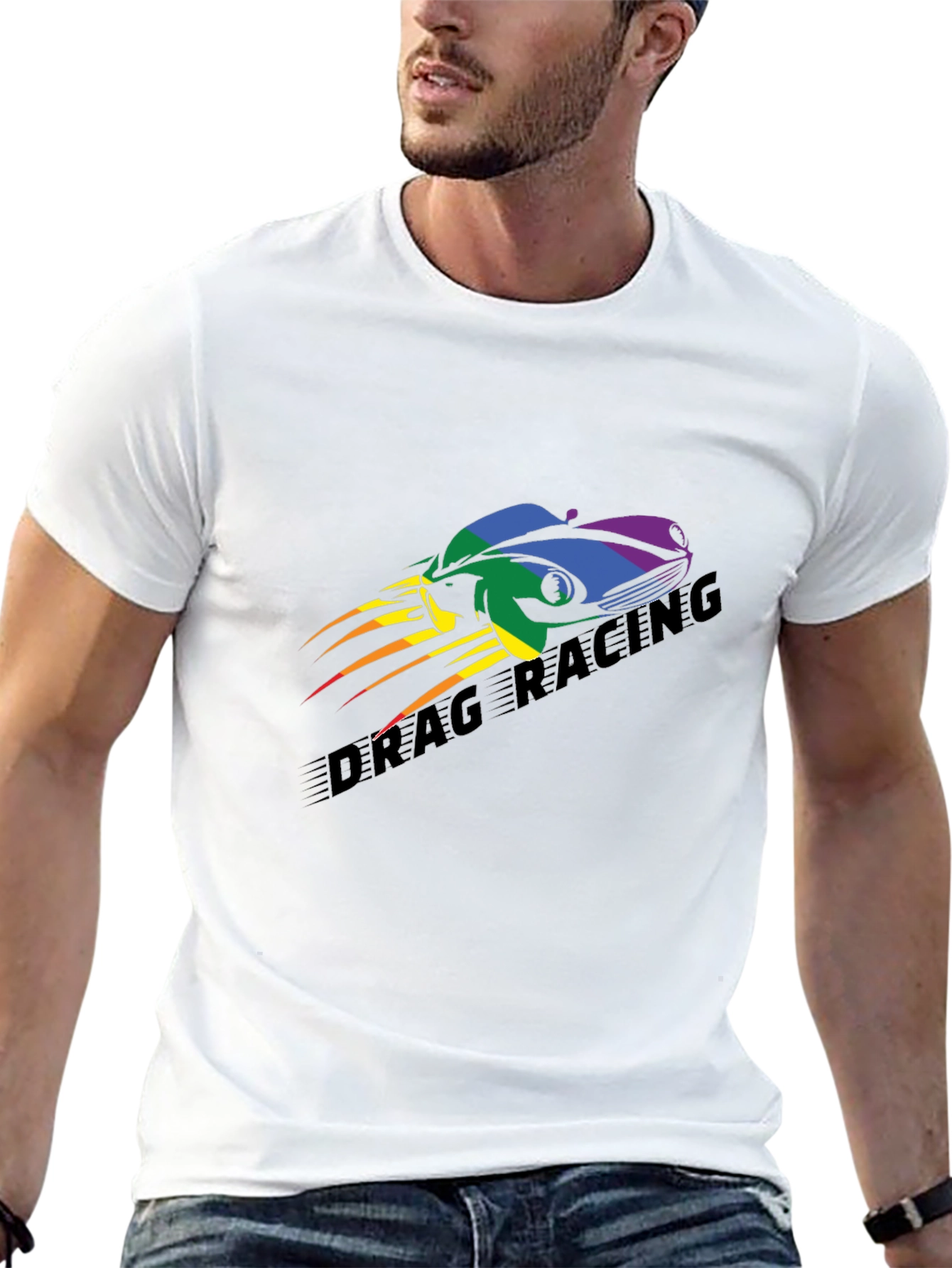 Black Drag Racing Pride T-Shirt - Black, Car Design view 13