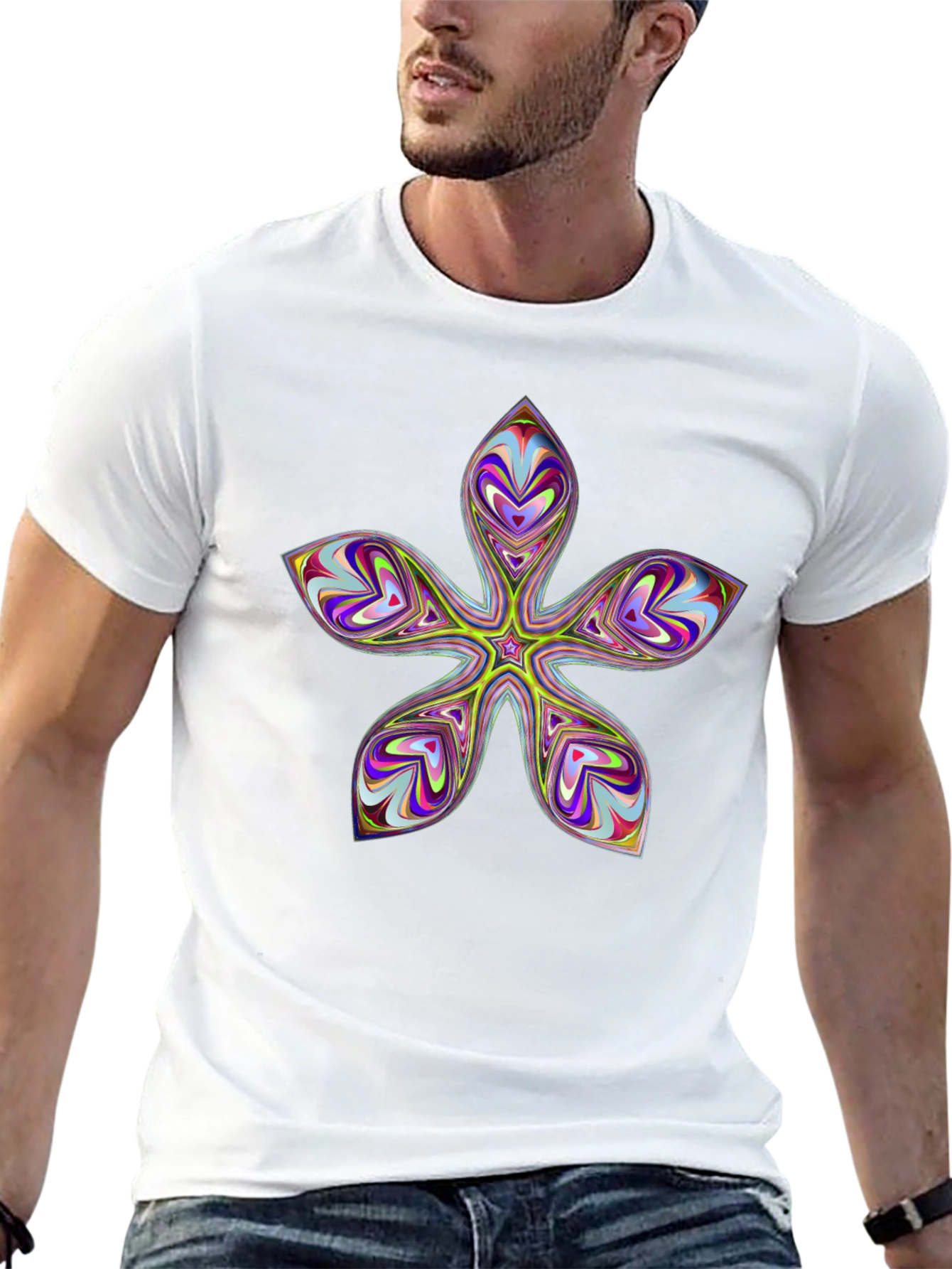 Black Abstract Floral Graphic Black T-Shirt view 13