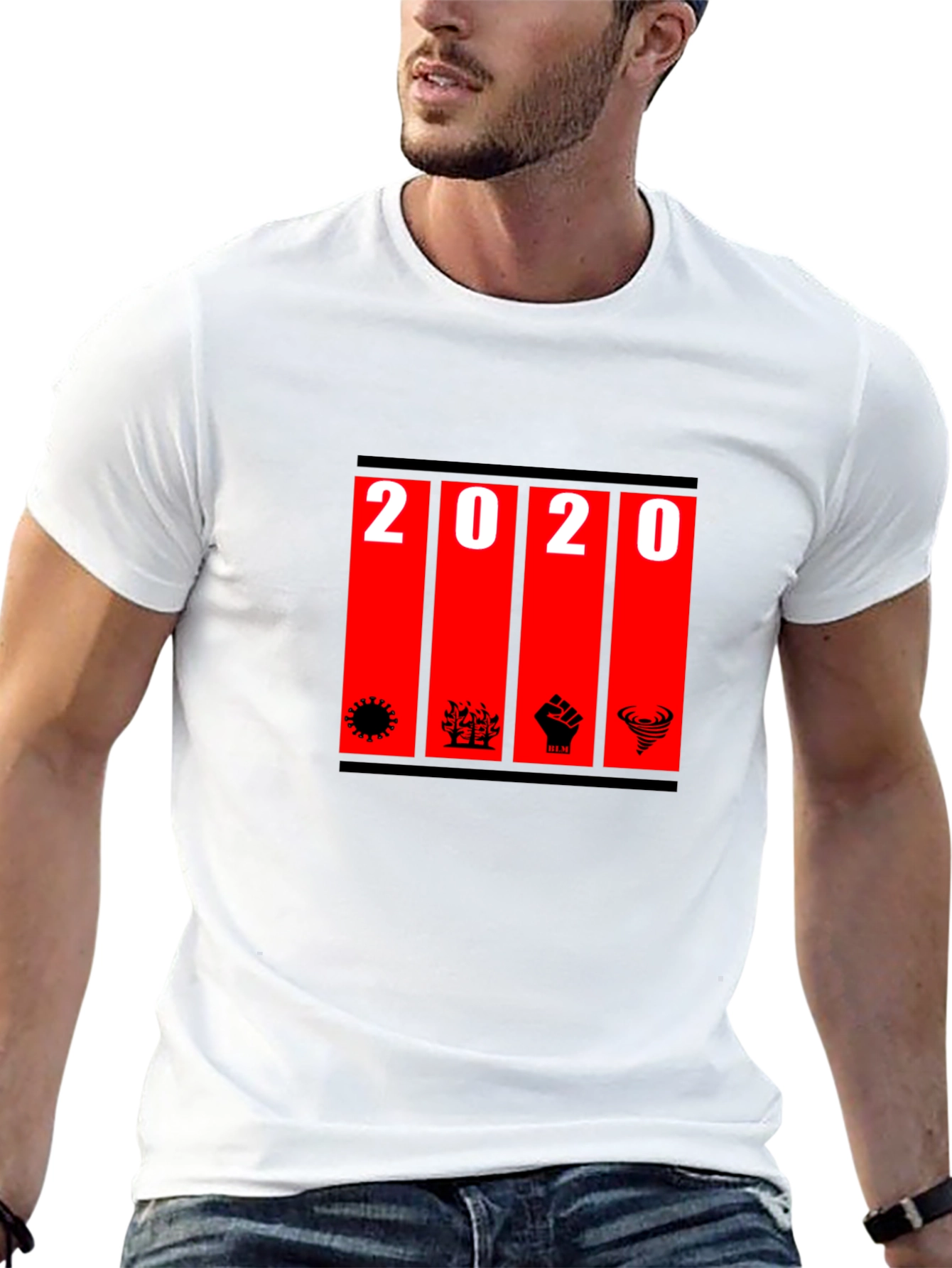 Black 2020 Graphic T-Shirt - Black Crew Neck Tee view 13