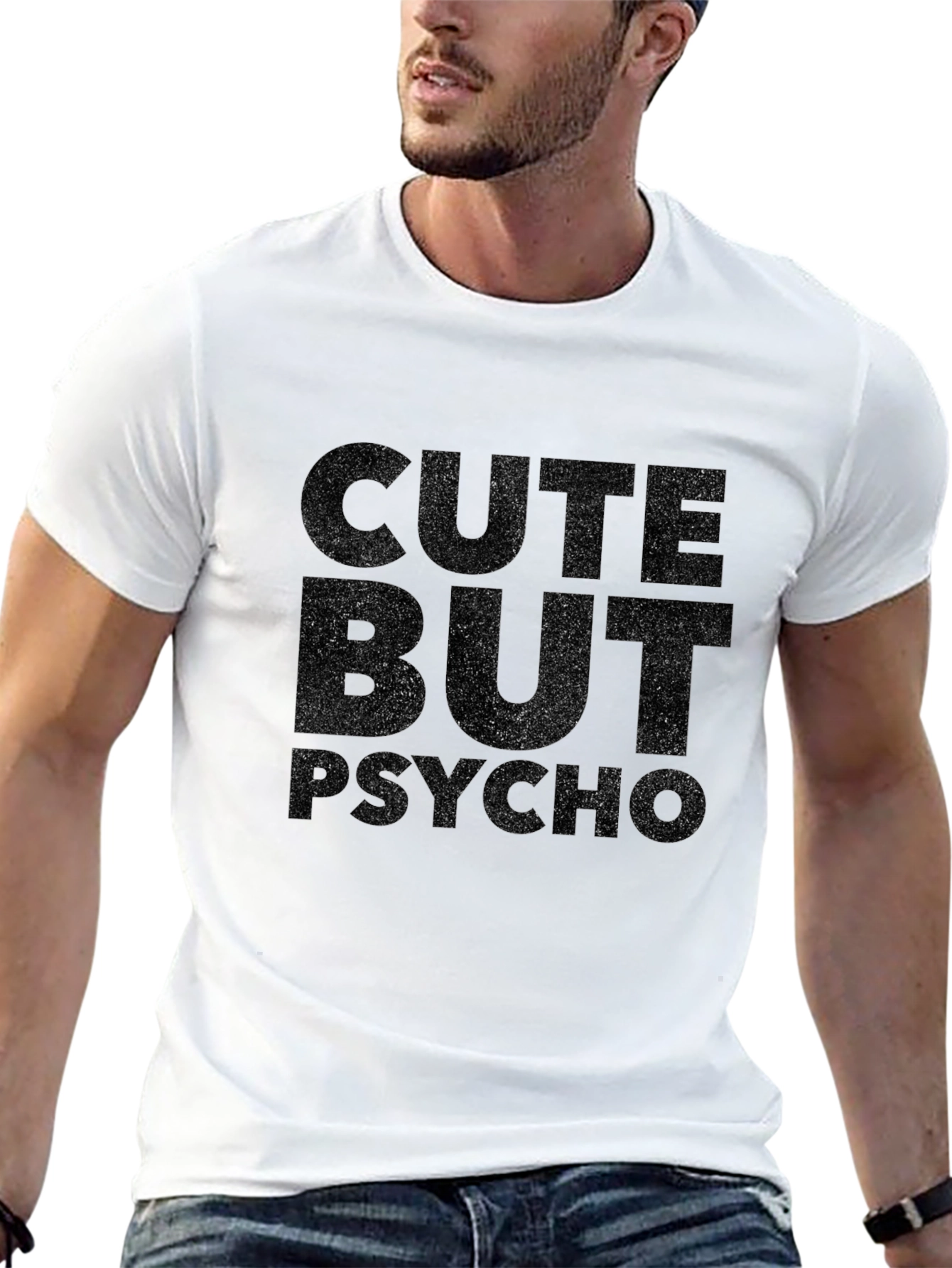 Black Cute But Psycho Black Graphic T-Shirt view 13
