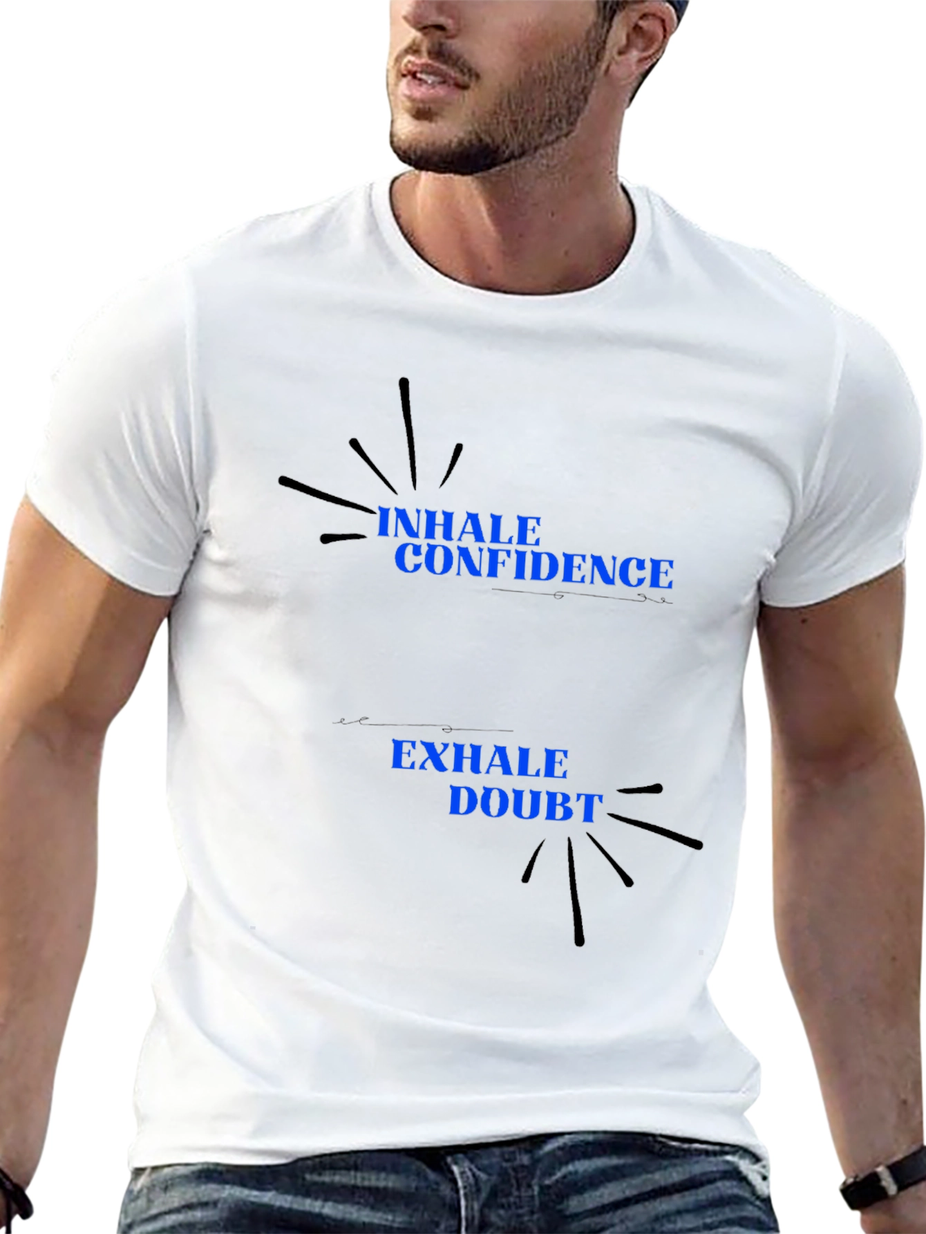 Black Inhale Confidence, Exhale Doubt T-Shirt view 13