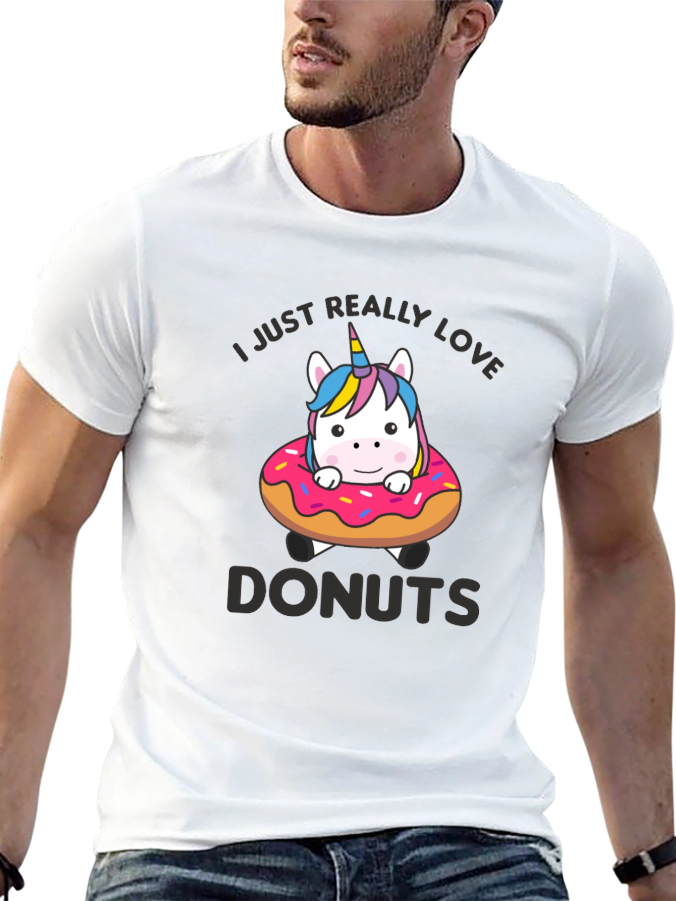 Black Unicorn Donut T-Shirt - I Love Donuts Graphic Tee view 13