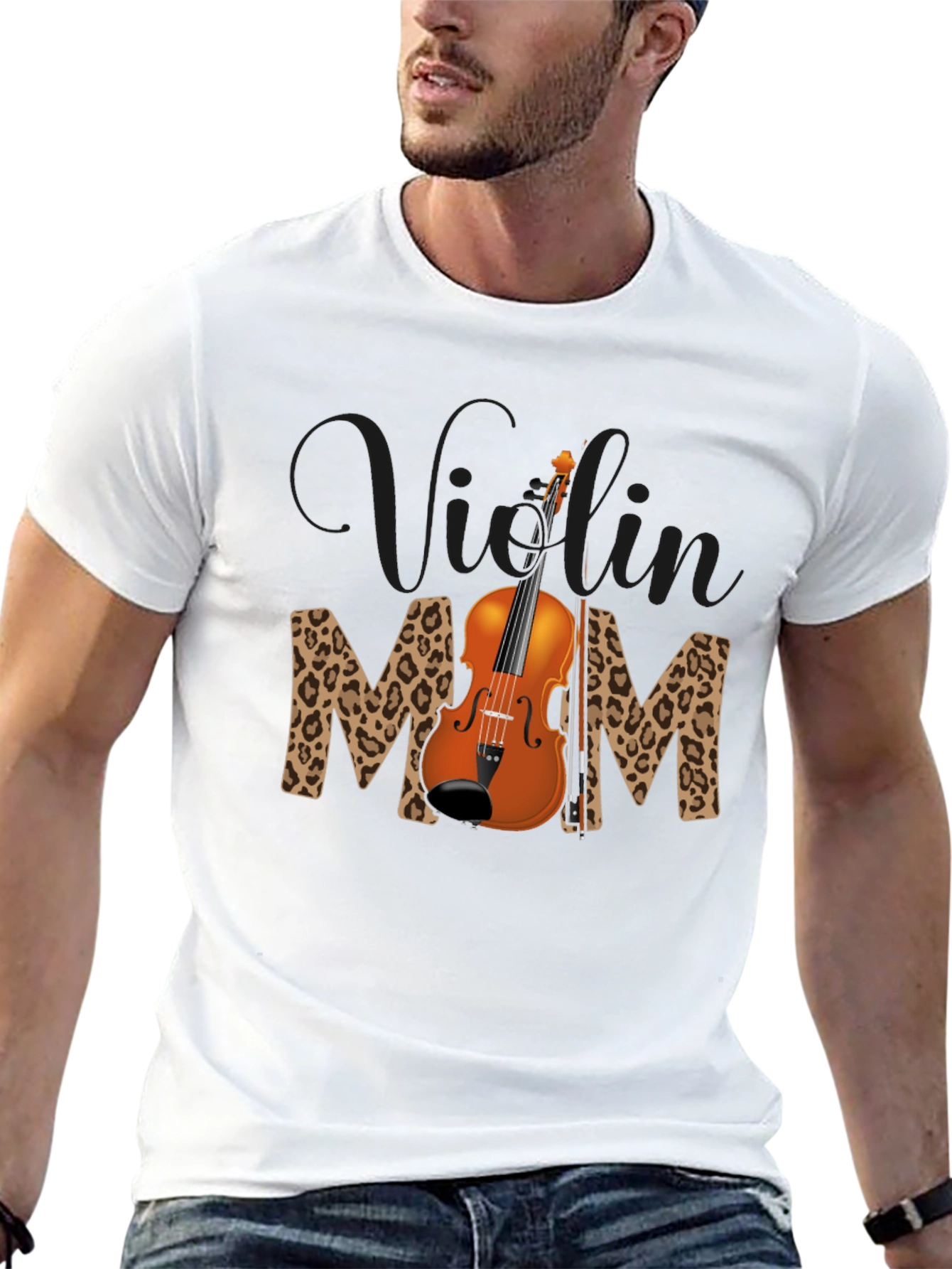 Black Violin Mom Leopard Print T-Shirt view 13