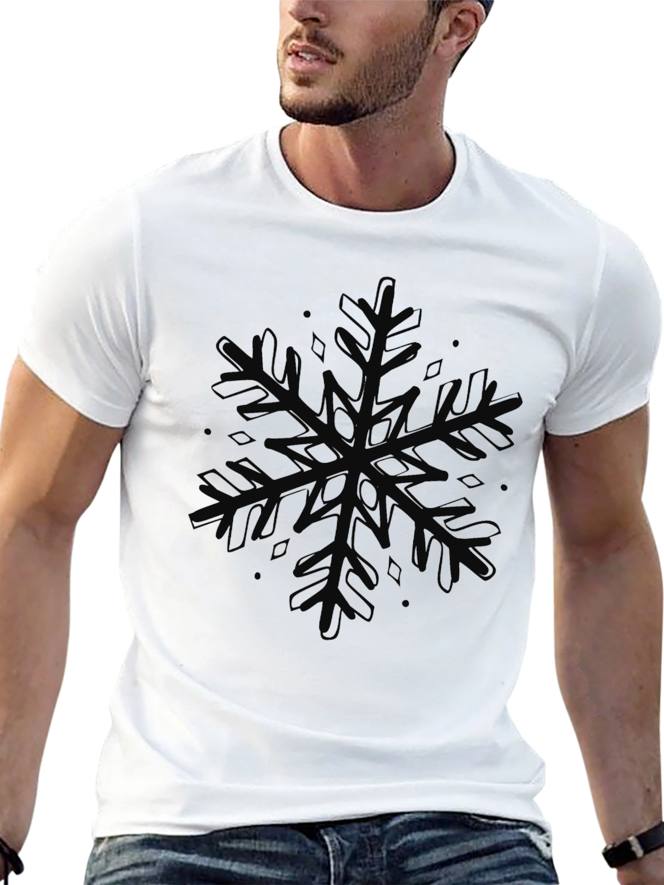 Black Snowflake Graphic Black T-Shirt view 13