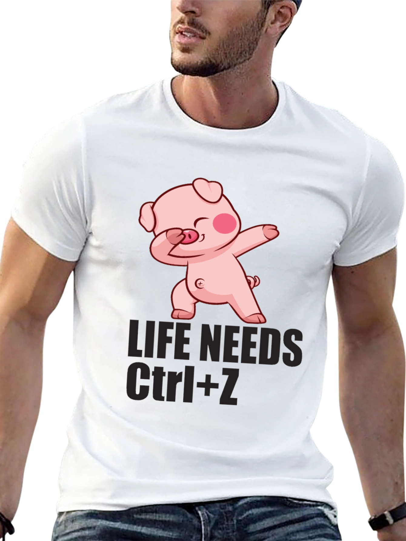 Black Life Needs Ctrl+Z Pig Dab Graphic Tee view 13