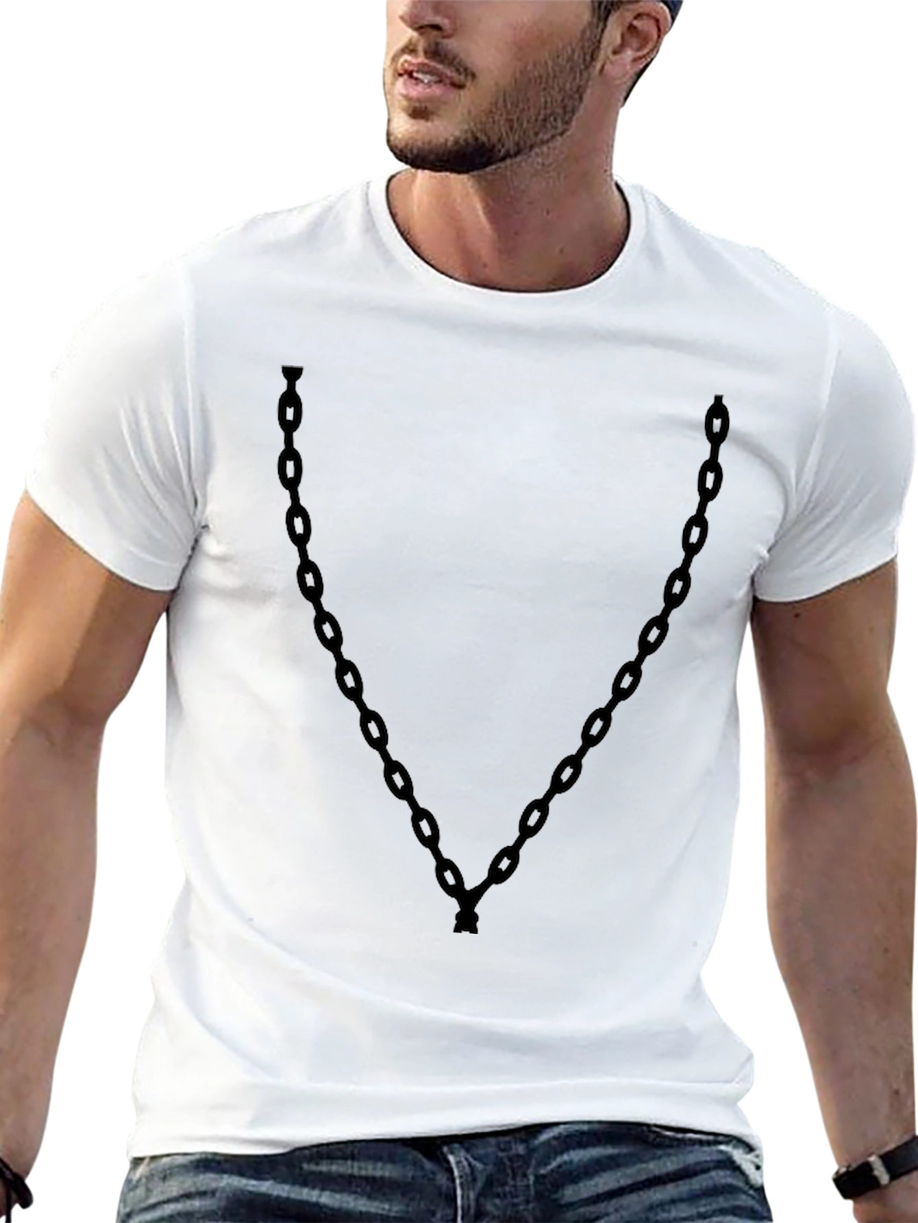 Men's Black Chain Graphic Tee - Cool Casual Style - 13