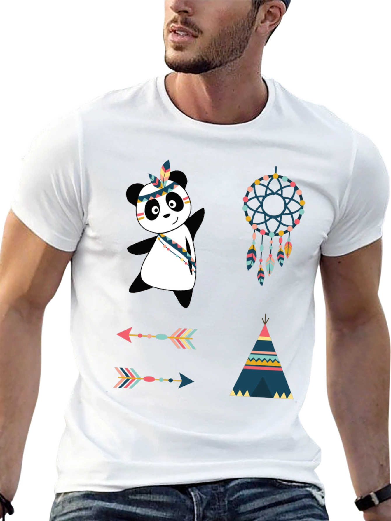 Black Tribal Panda Graphic Tee view 13