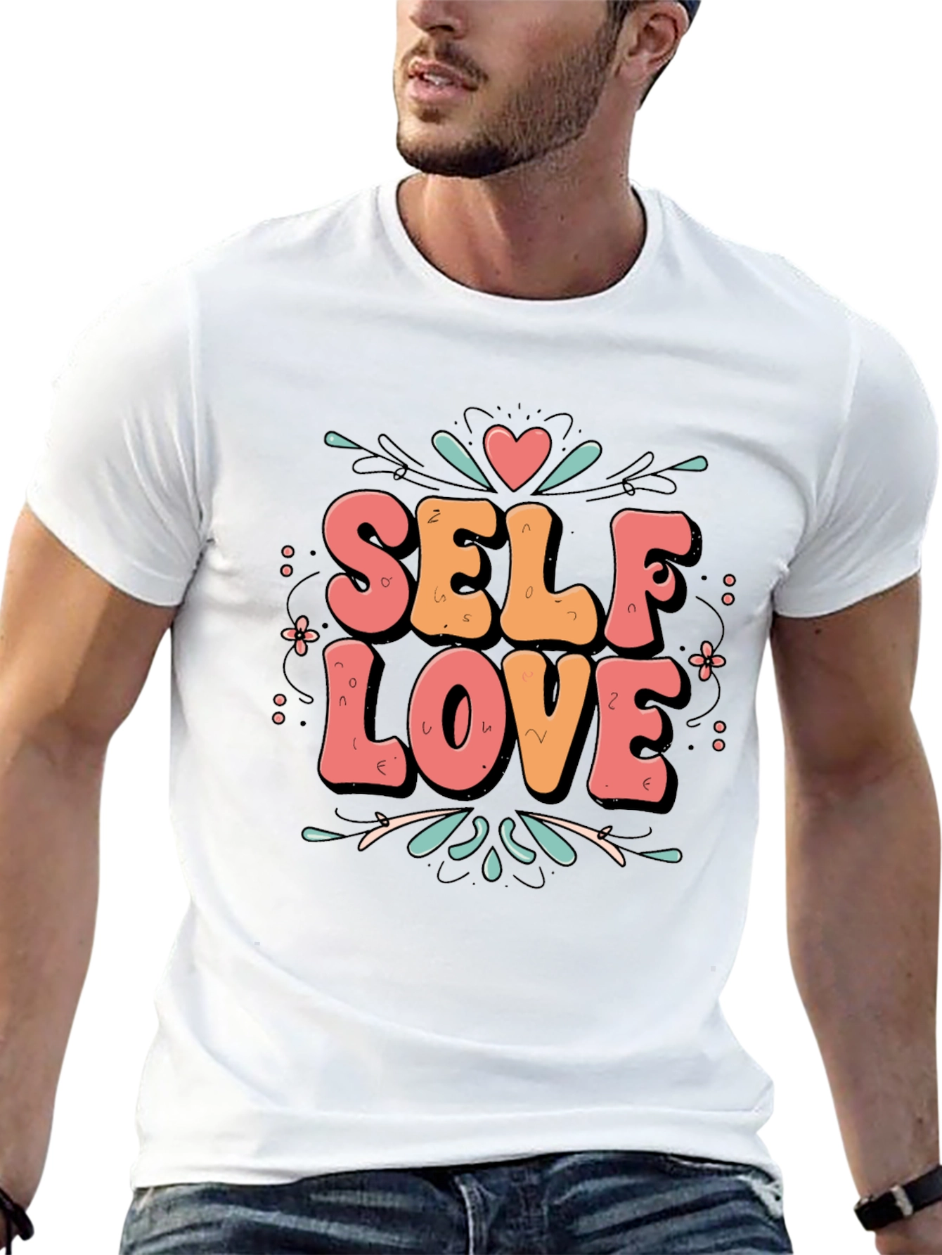 Black Self Love Graphic Tee - Trendy Black T-Shirt view 13