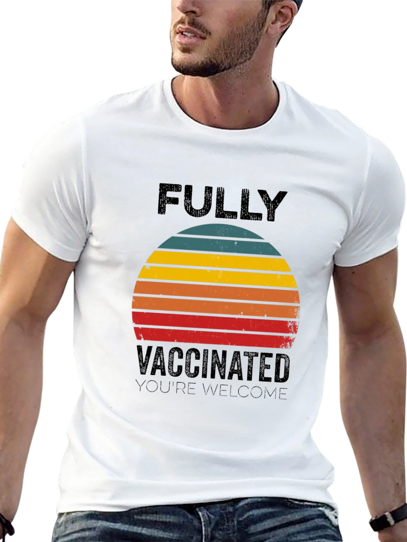 Black Fully Vaccinated Retro T-Shirt view 13