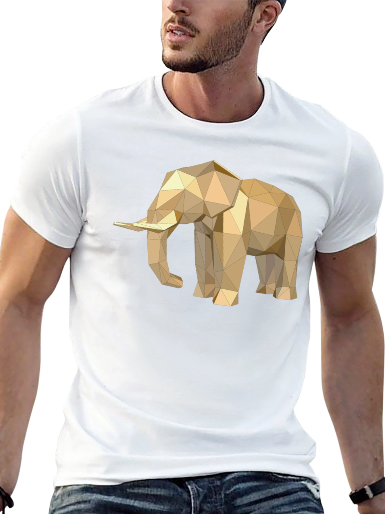 Black Geometric Elephant Tee - Modern Minimalist Design view 13